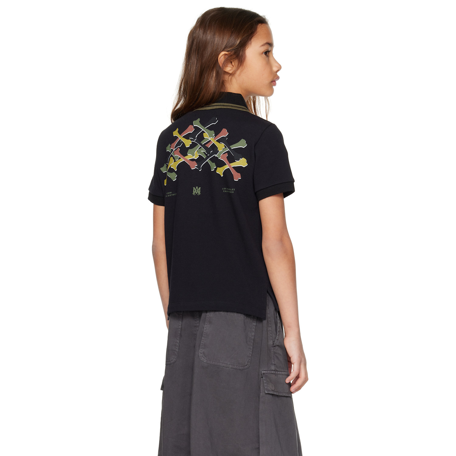  Amiri Kids Black Bones Polo 
