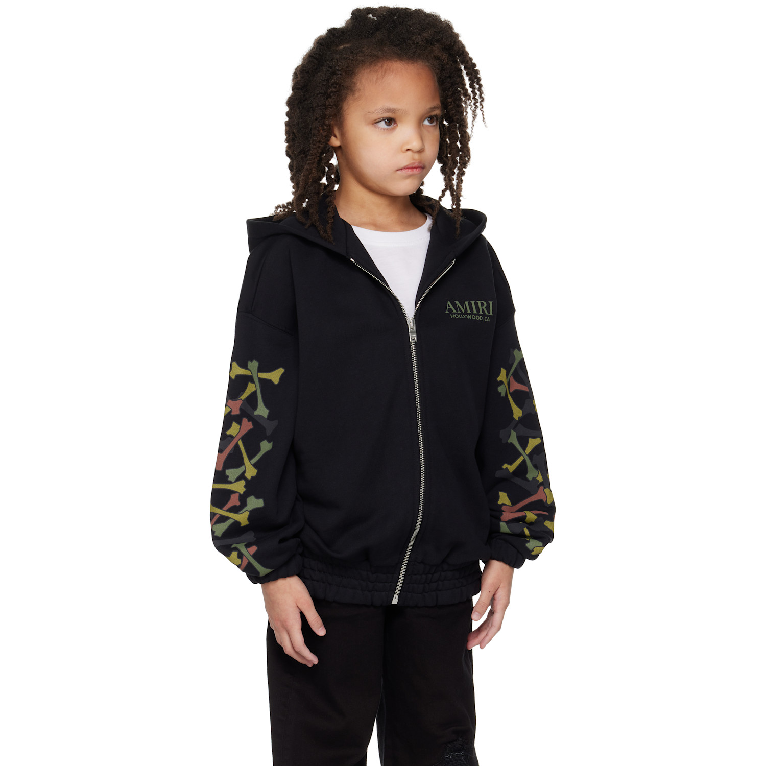  Amiri Kids Black Bones Zip Hoodie 
