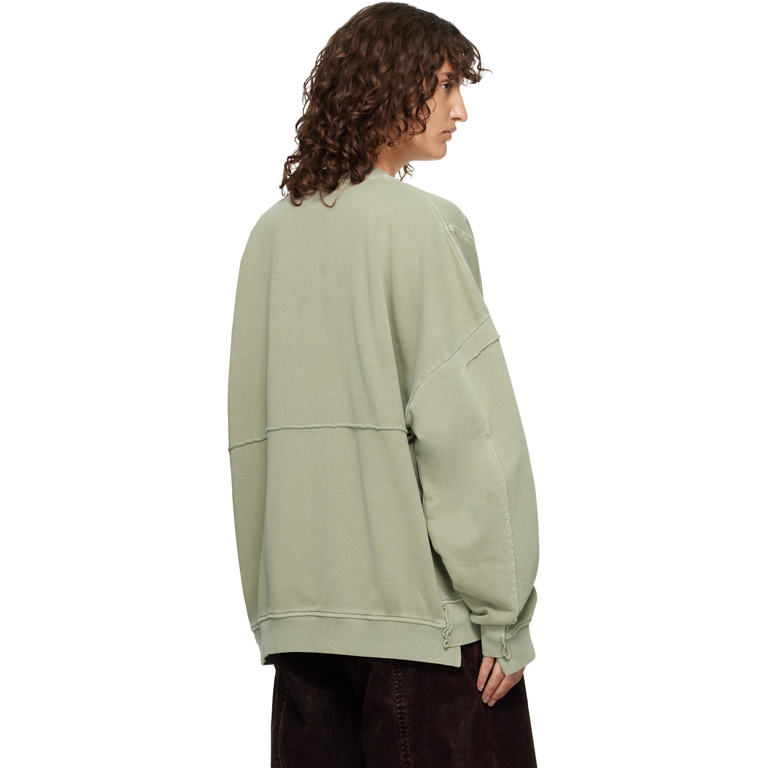  Martine Rose Green Zip Up Crew Sweatshirt 