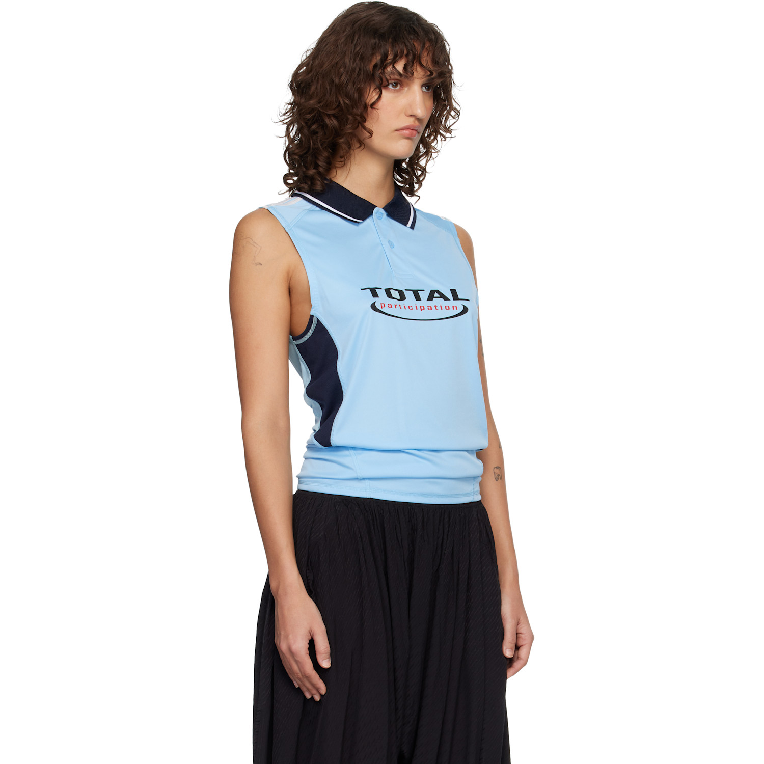  Martine Rose Blue Shrunken Stretch Football Vest Tank Top 