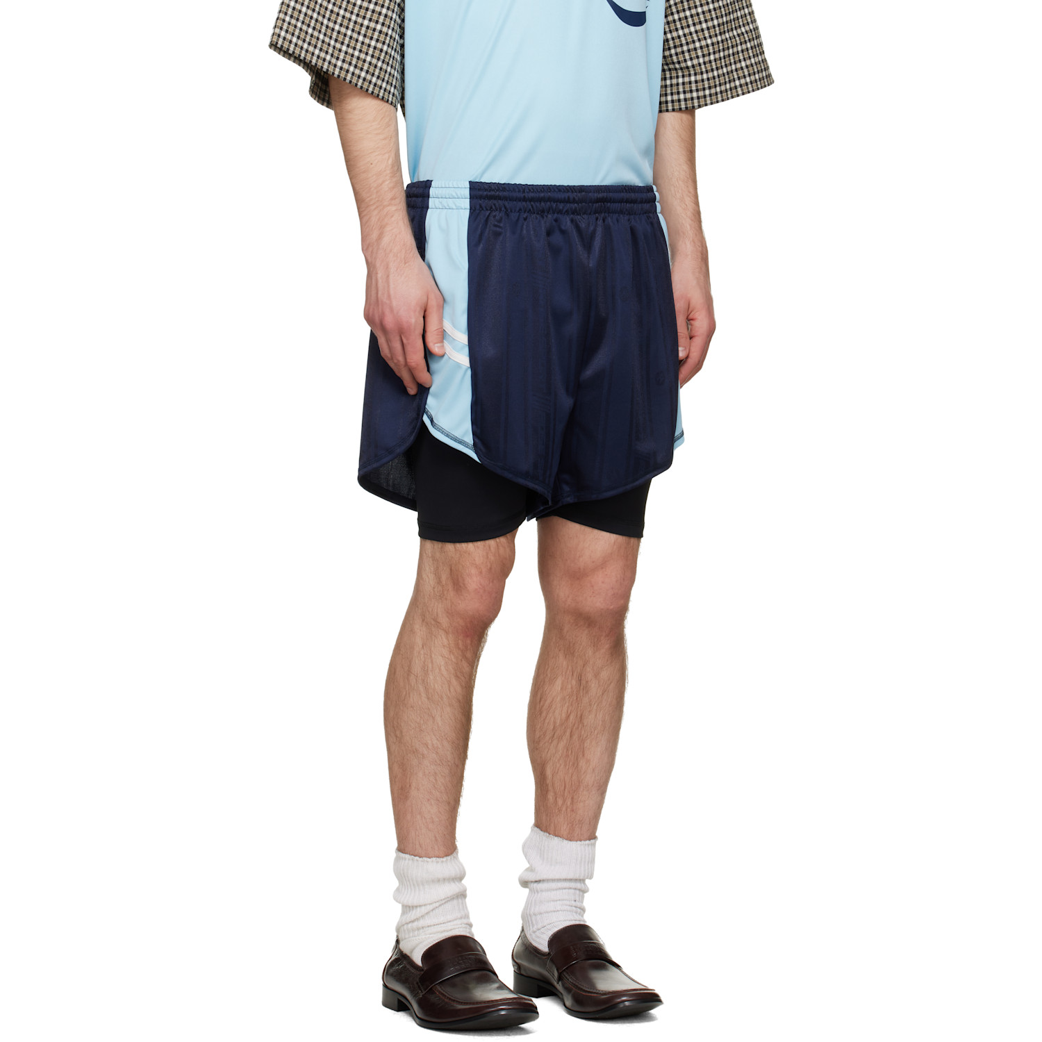  Martine Rose Navy Double Football Shorts 