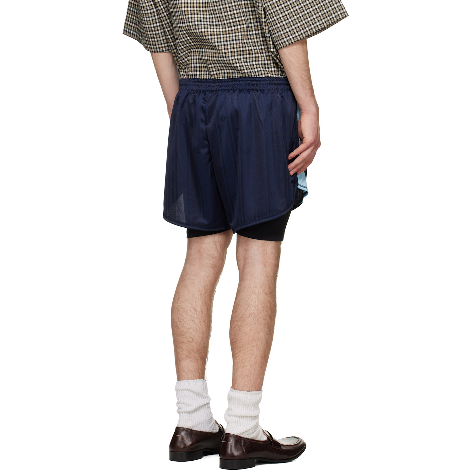  Martine Rose Navy Double Football Shorts 