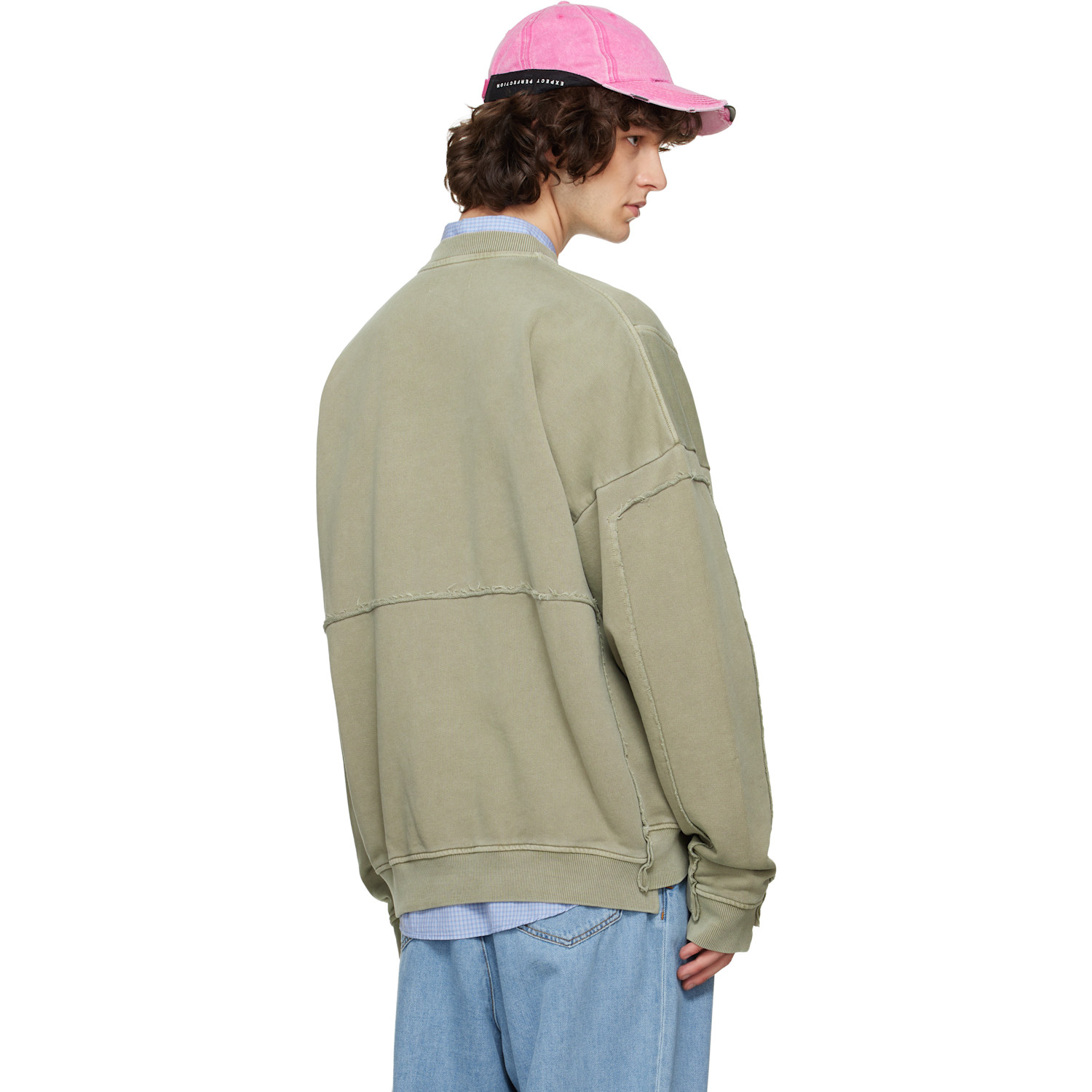  Martine Rose Green Zip Up Crew Sweatshirt 