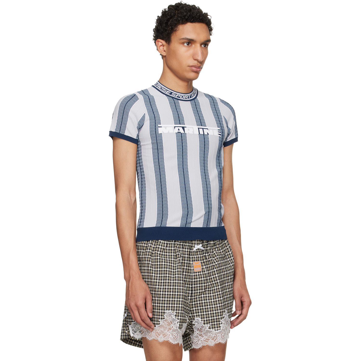  Martine Rose Blue Logo Tight T-shirt 