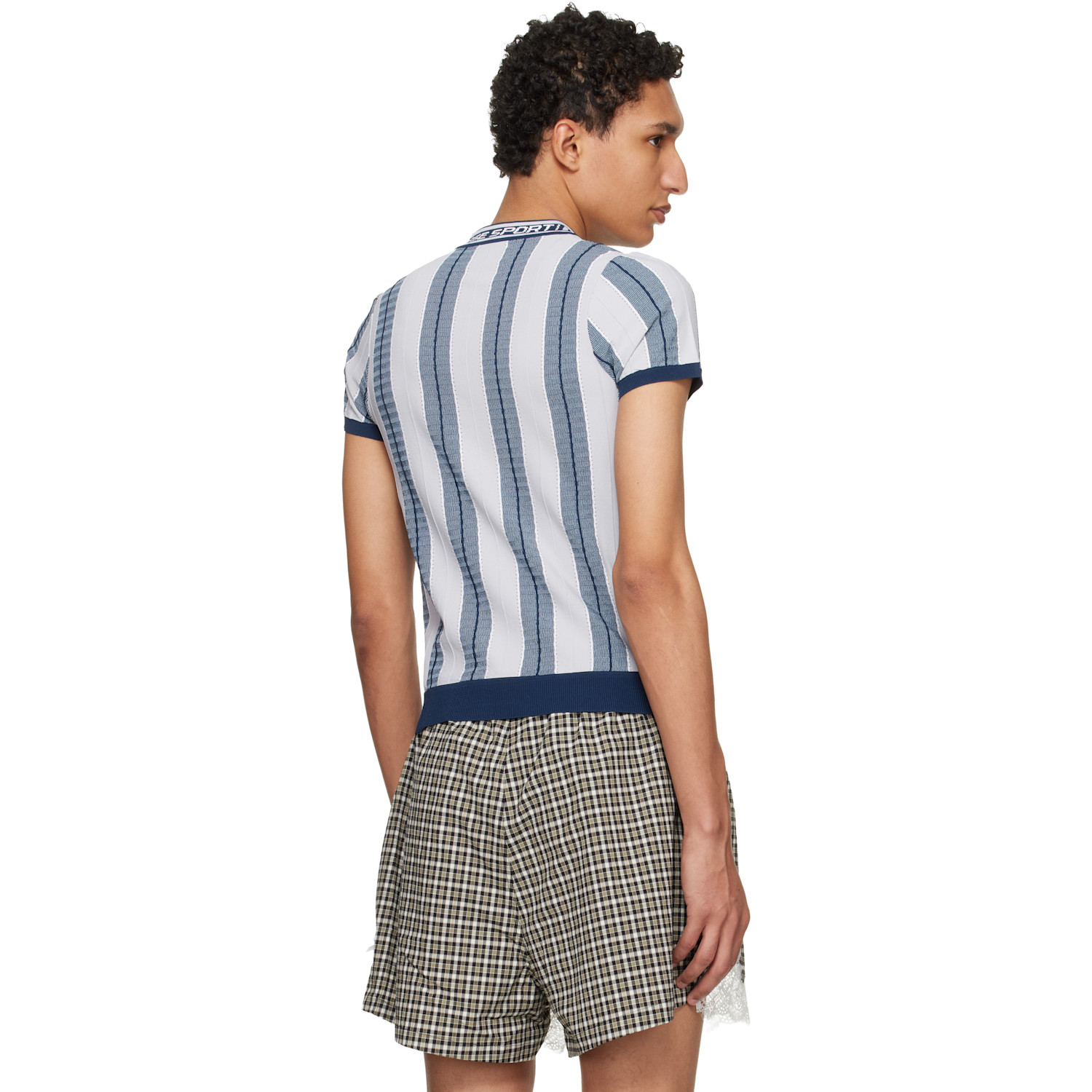  Martine Rose Blue Logo Tight T-shirt 