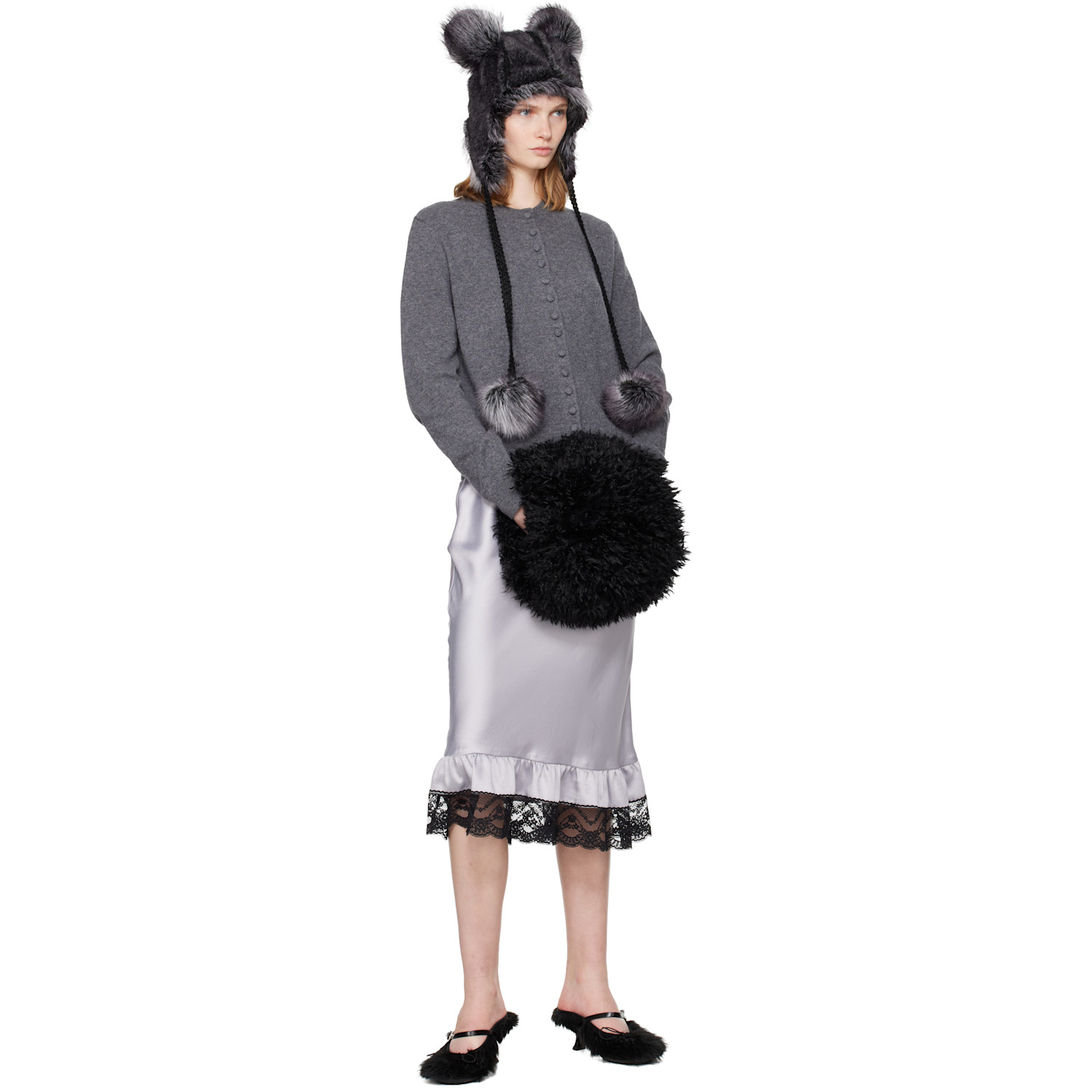  Anna Sui Ssense Exclusive Black Faux-fur Muff Hand Warmer 
