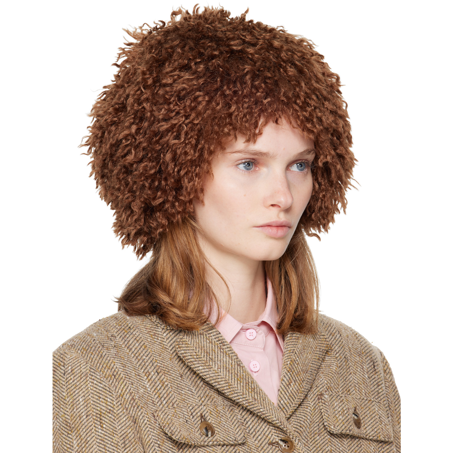  Anna Sui Ssense Exclusive Brown Faux Fur Beanie 