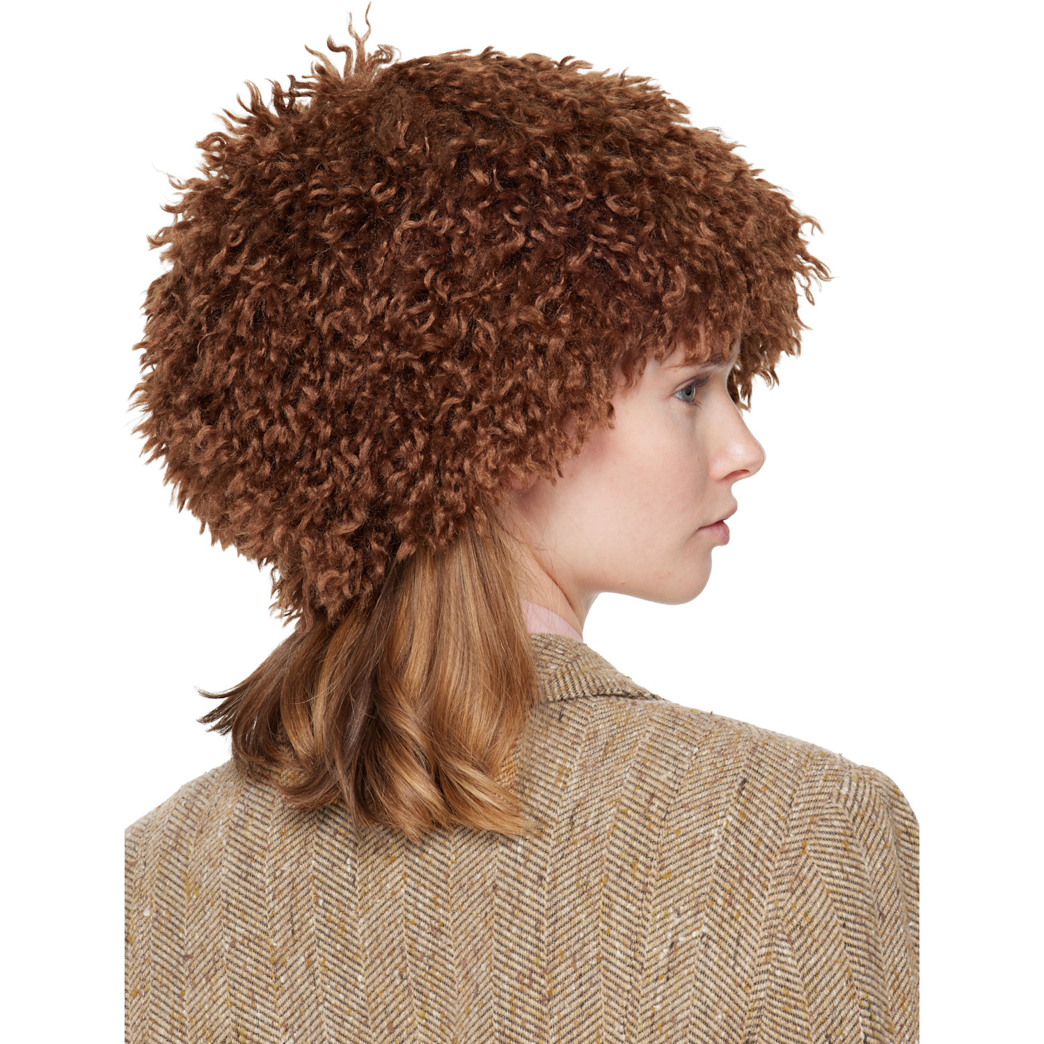  Anna Sui Ssense Exclusive Brown Faux Fur Beanie 