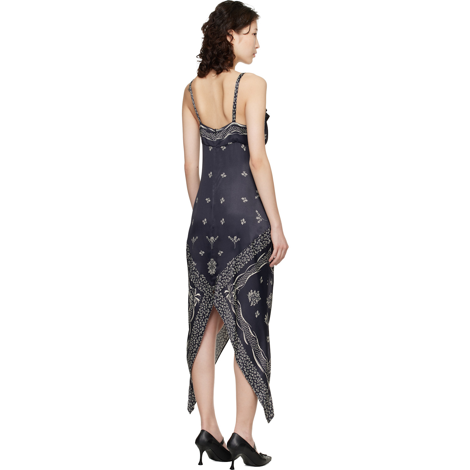  Anna Sui Black Handkerchief Midi Dress 