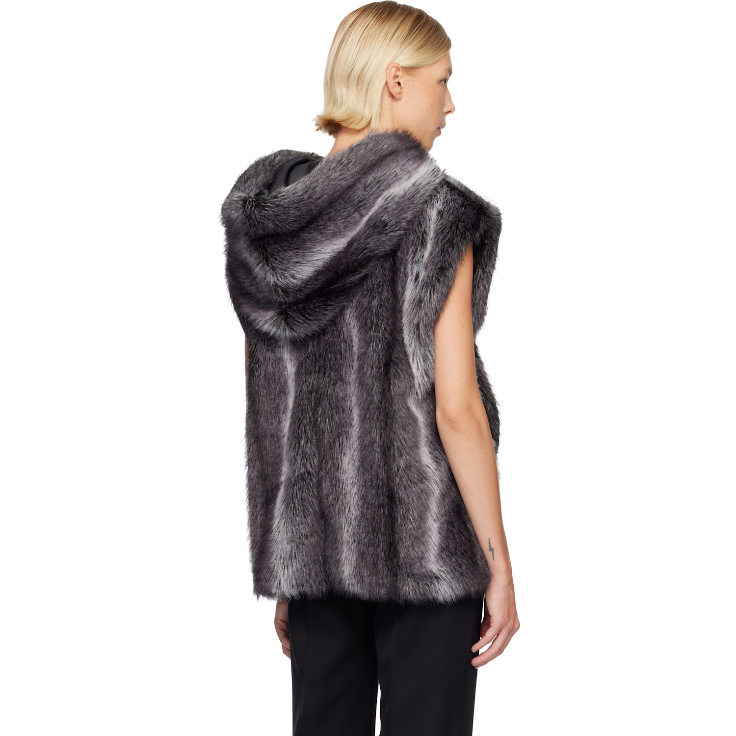  Anna Sui Ssense Exclusive Gray Sleeveless Faux-mink Hoodie 