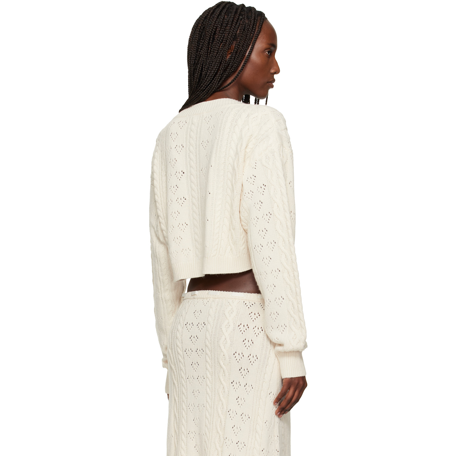  Guizio Off-white Noah Wool Cable Crop Cardigan 