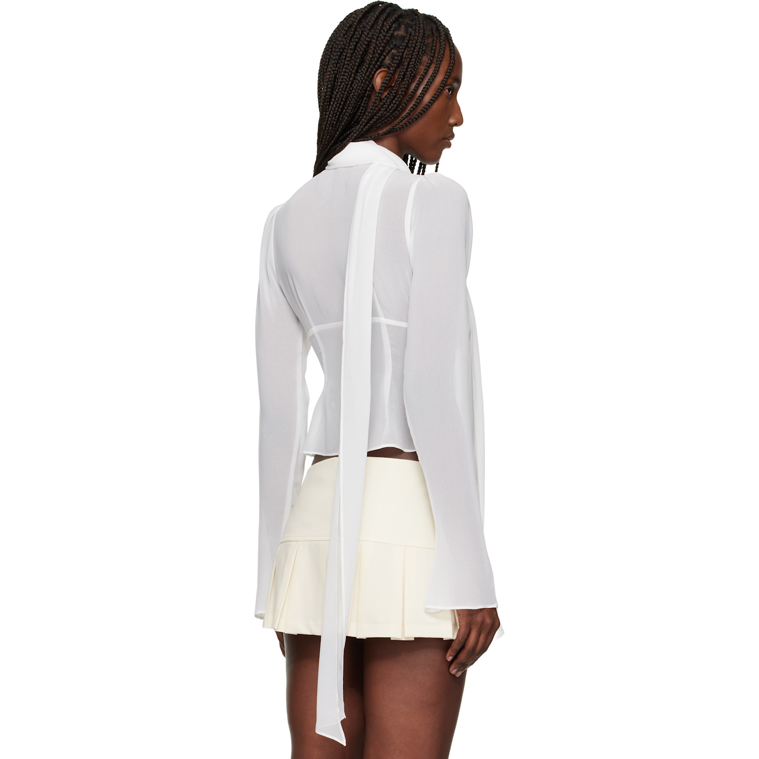  Guizio White Ara Long Sleeve Blouse 