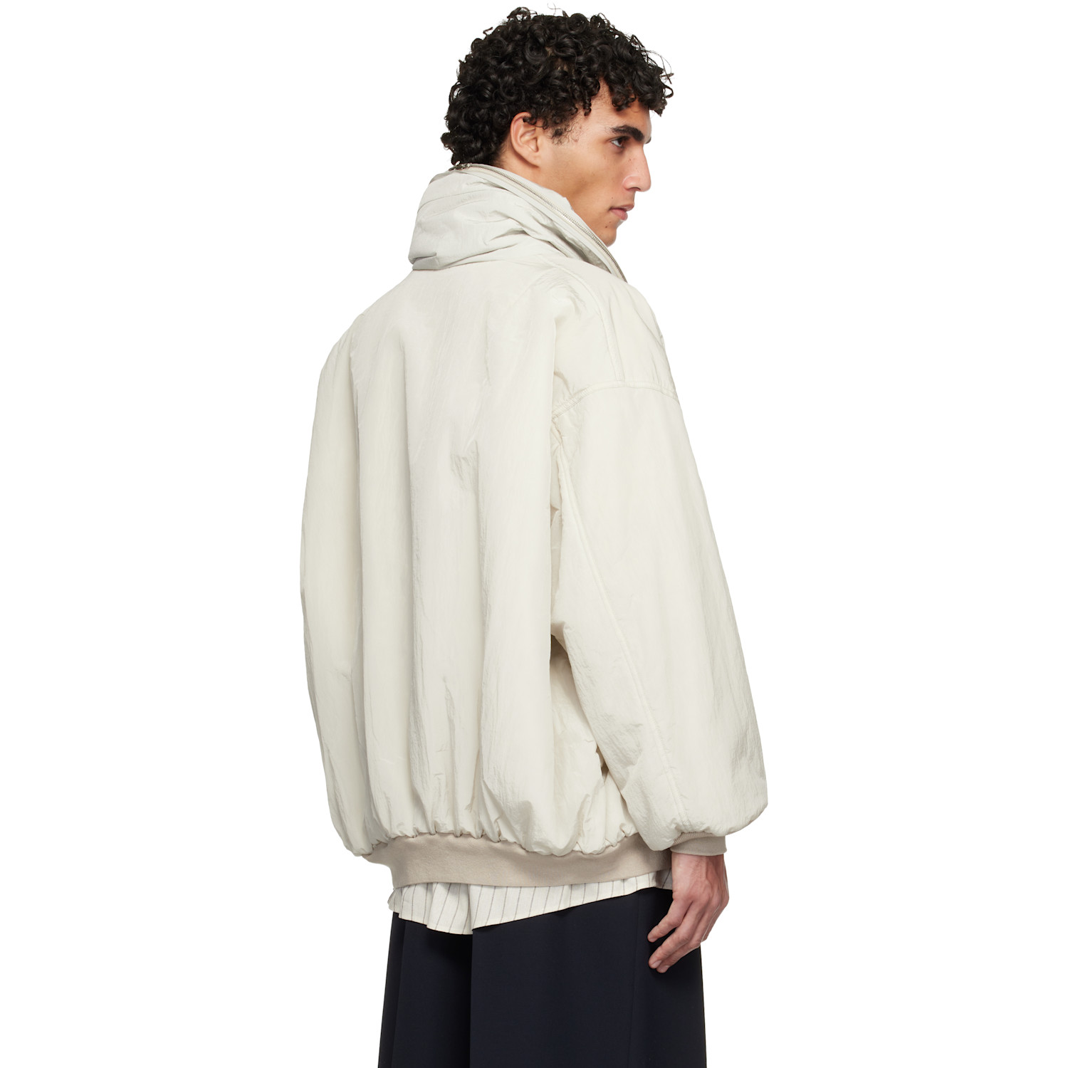  Hed Mayner Off-white Crinkled Bomber Jacket 