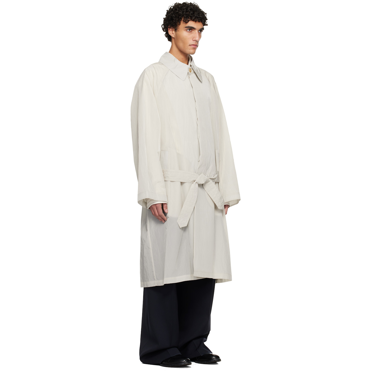  Hed Mayner Off-white Crinkled Trench Coat 