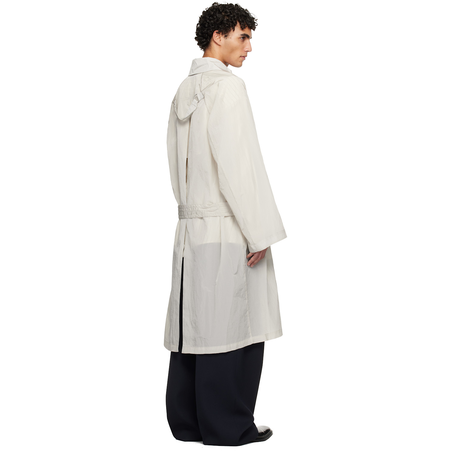  Hed Mayner Off-white Crinkled Trench Coat 