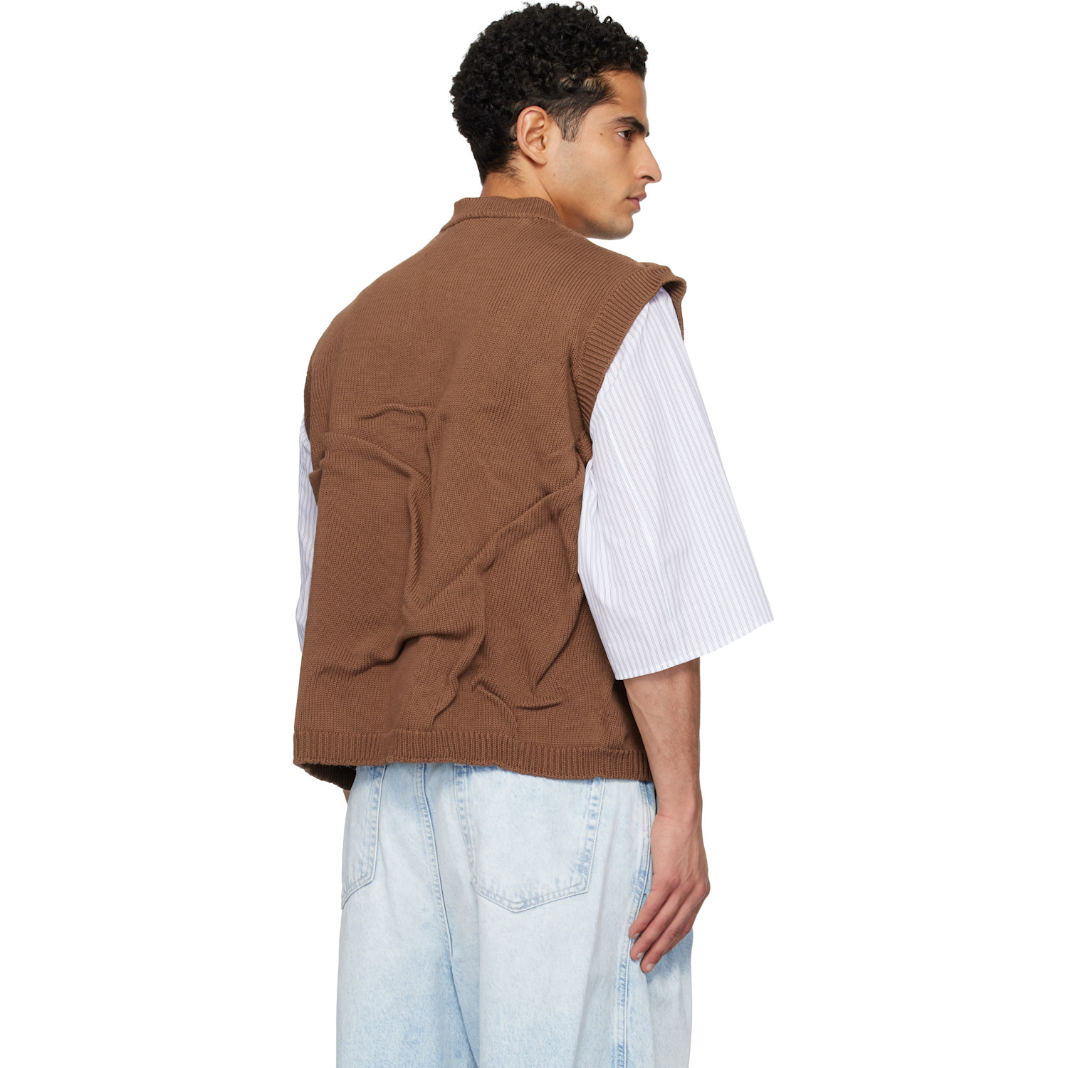  Hed Mayner Brown Knit Sweater Vest 
