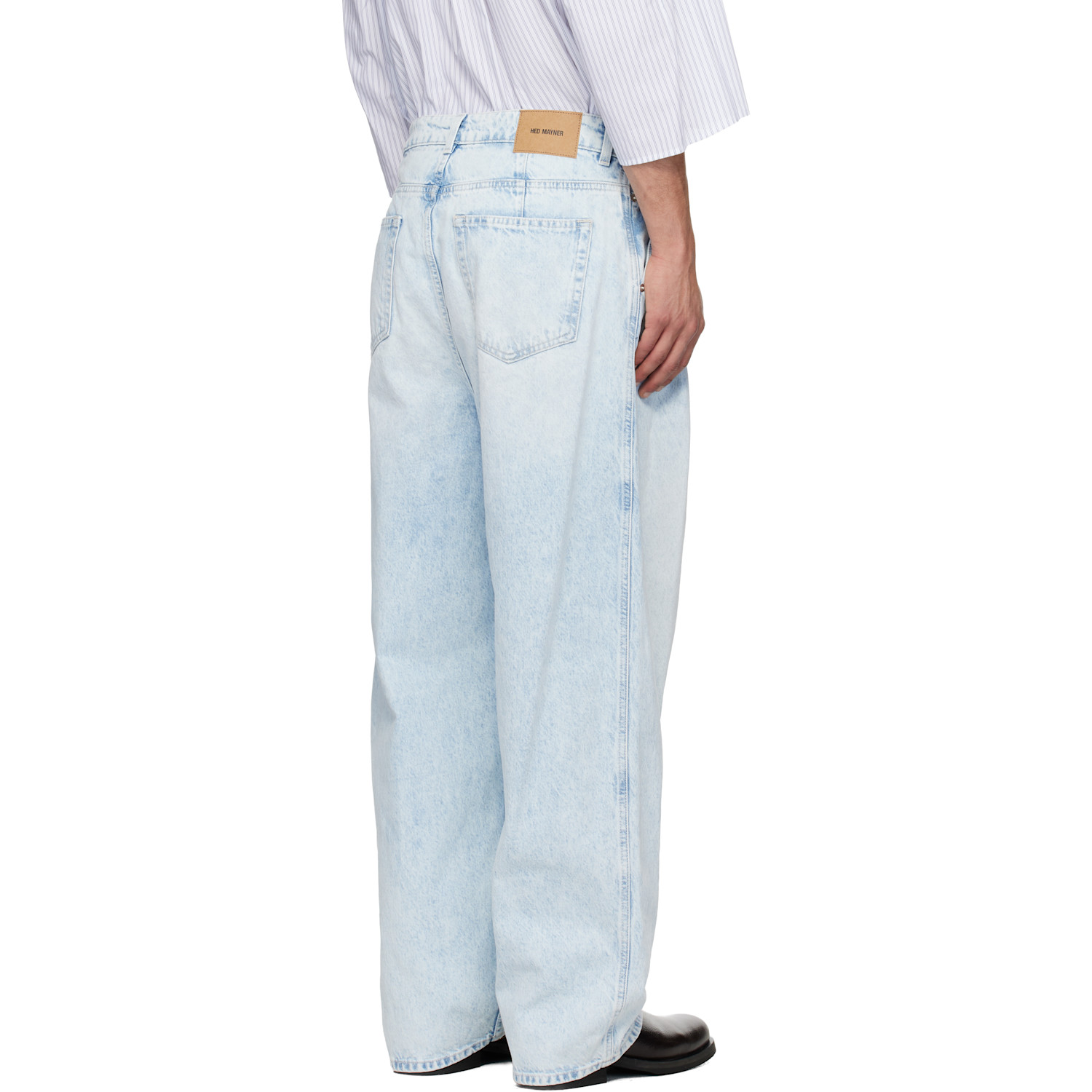  Hed Mayner Blue Light Wash Pleated Jeans 