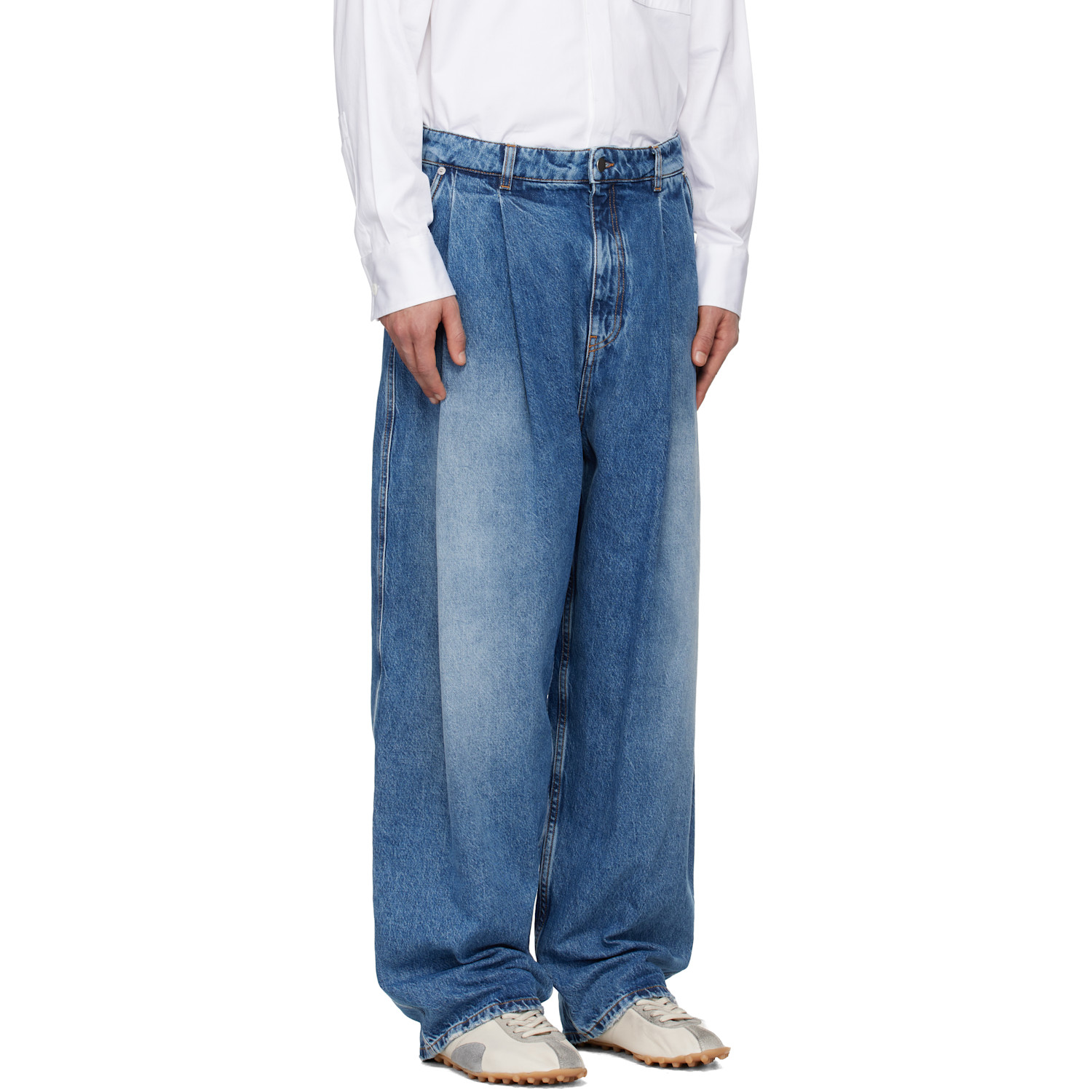  Hed Mayner Blue Pleated Jeans 