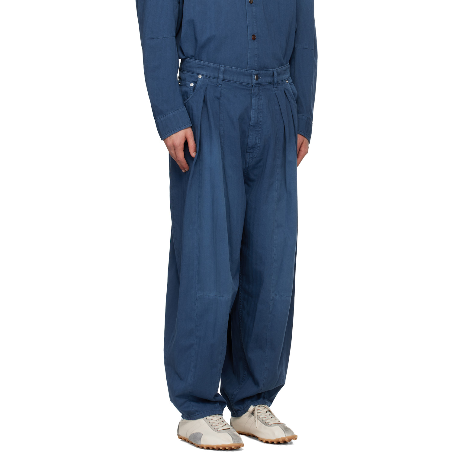  Hed Mayner Blue Pleated Jeans 
