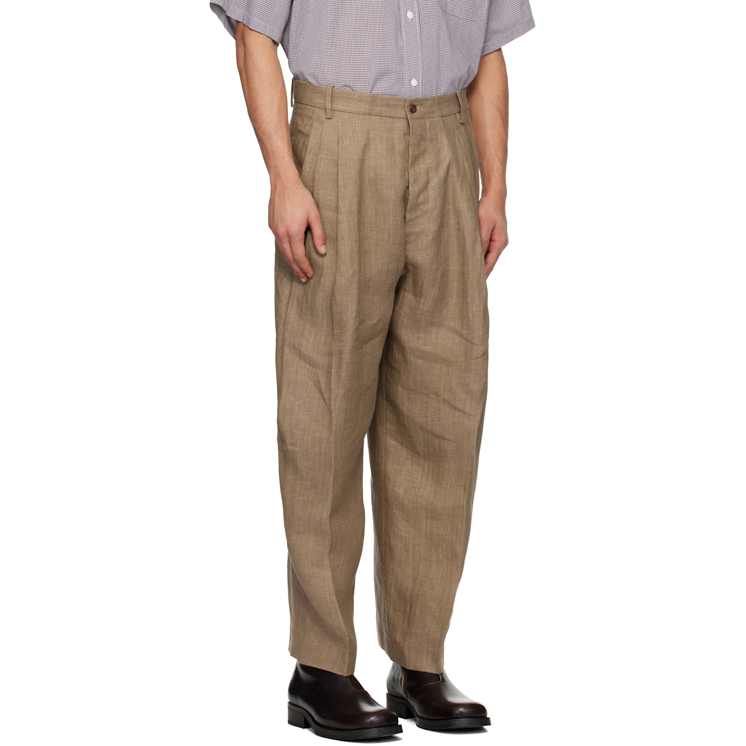  Hed Mayner Brown Linen Trousers 