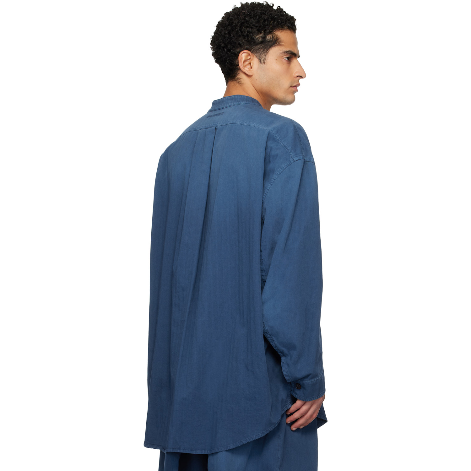  Hed Mayner Blue Herringbone Denim Shirt 