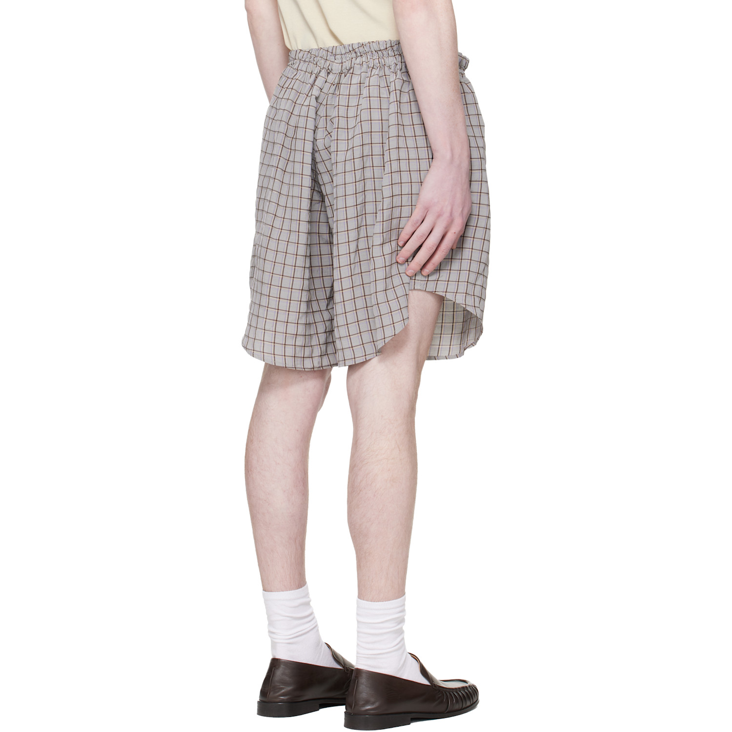  Hed Mayner Gray & Brown Checked Shorts 