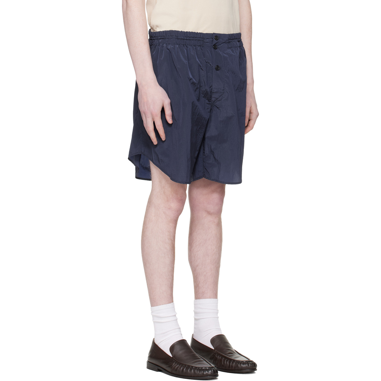  Hed Mayner Navy Curved Shorts 