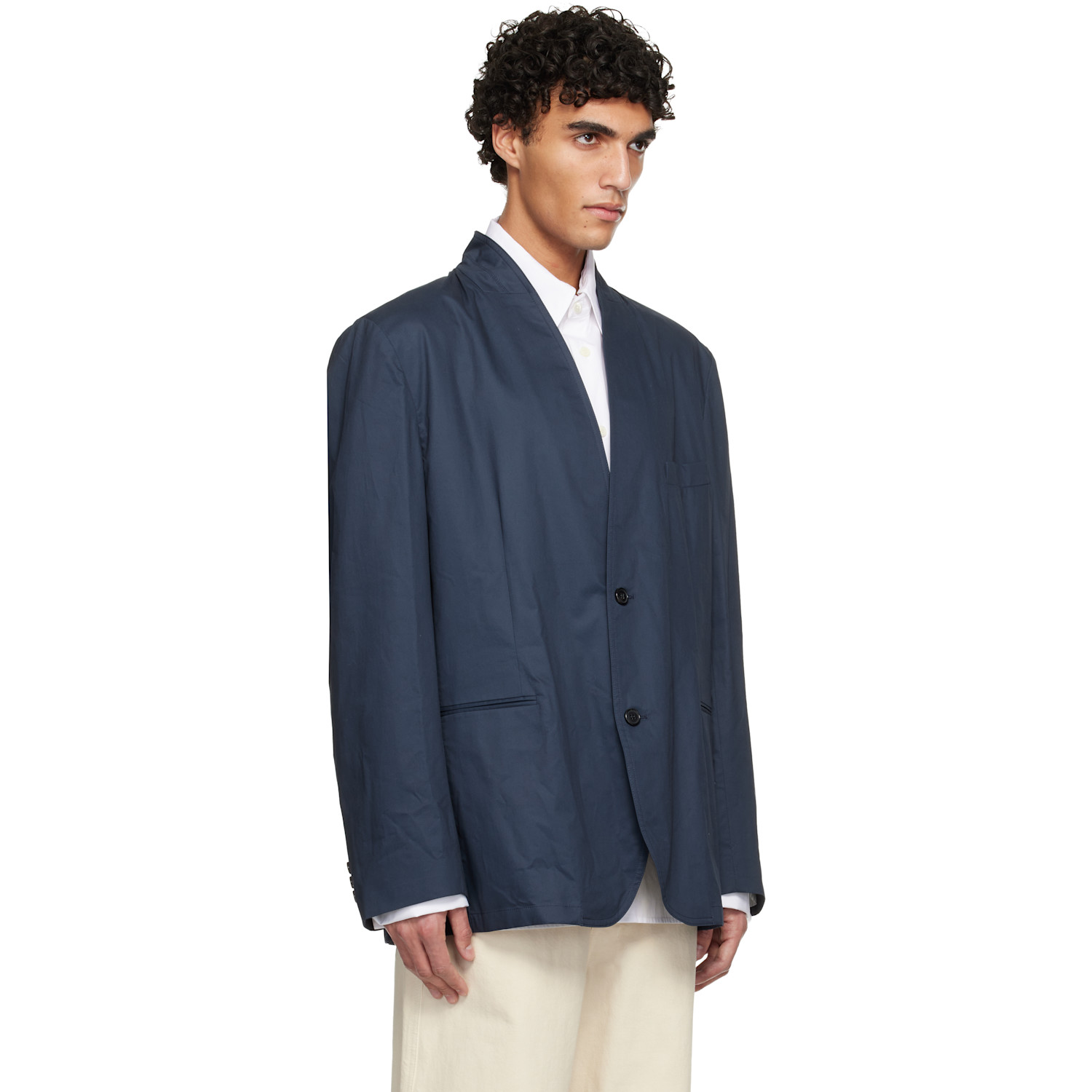 Hed Mayner Navy Cotton Blazer 