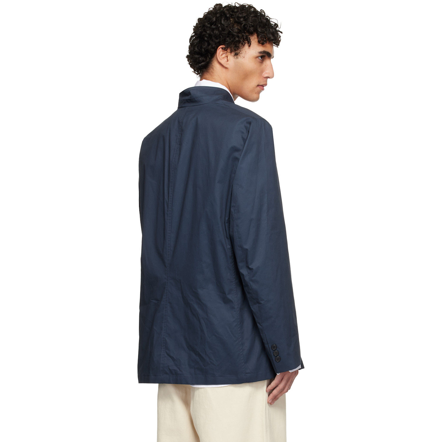  Hed Mayner Navy Cotton Blazer 