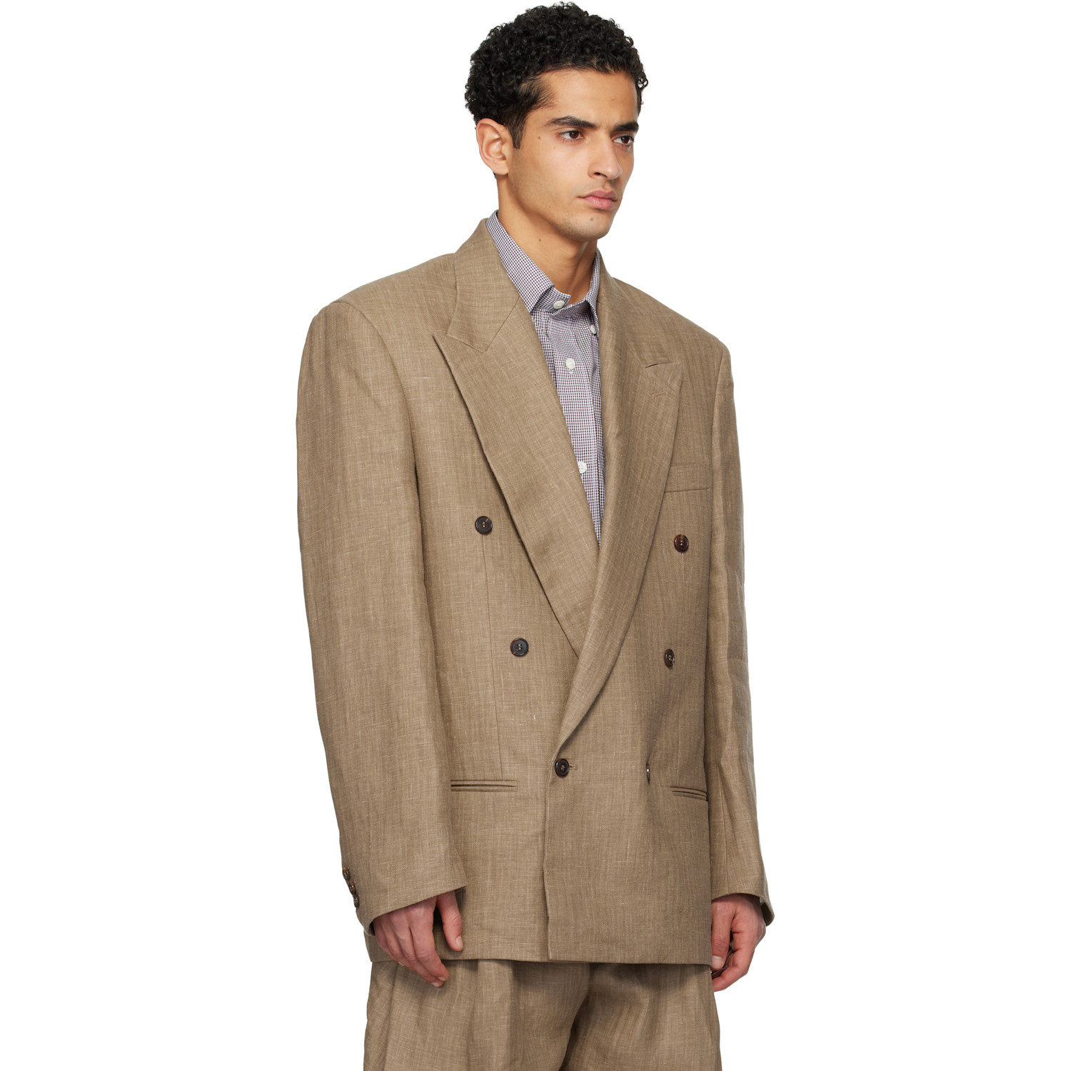  Hed Mayner Brown Linen Blazer 