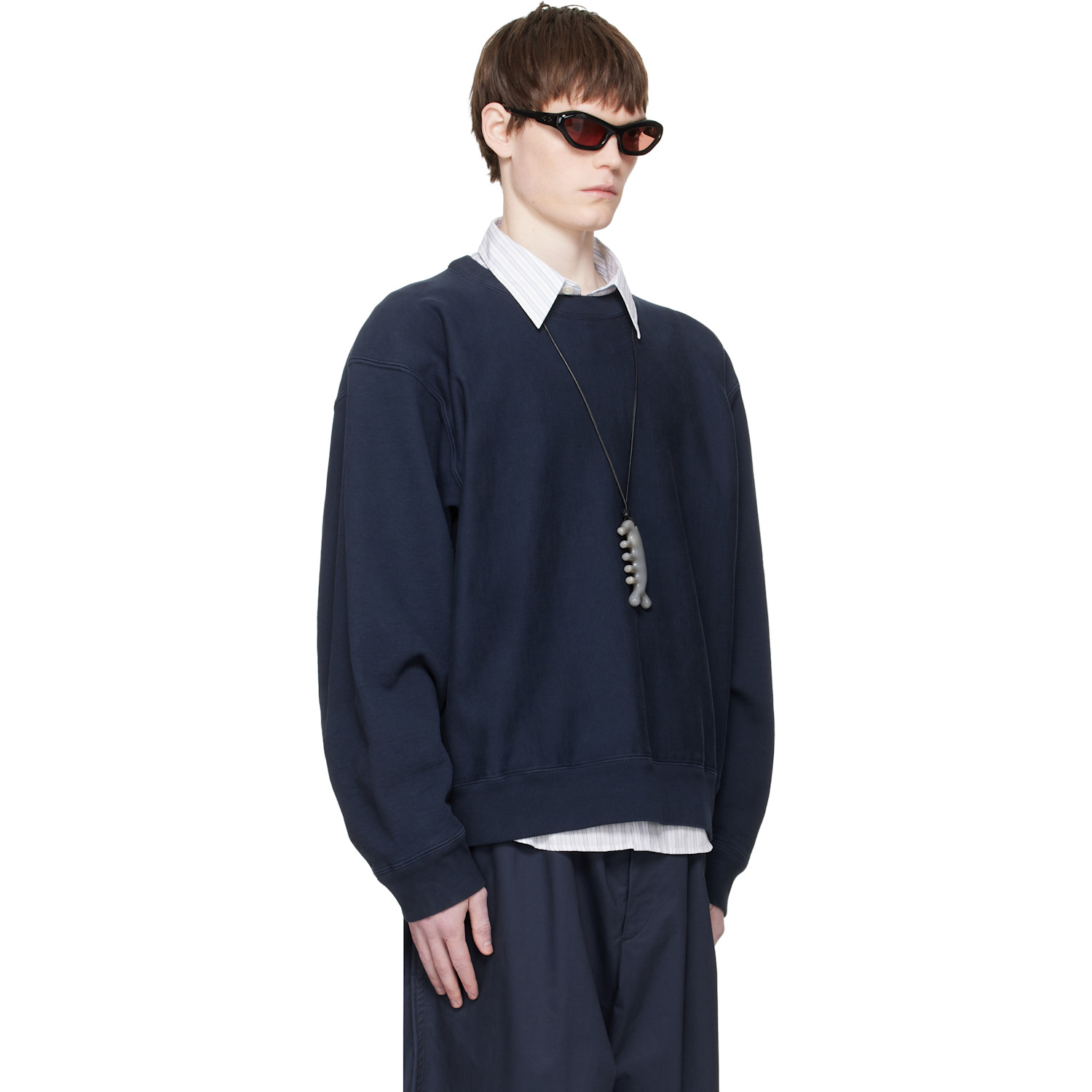  Hed Mayner Navy Embroidered-logo Sweatshirt 