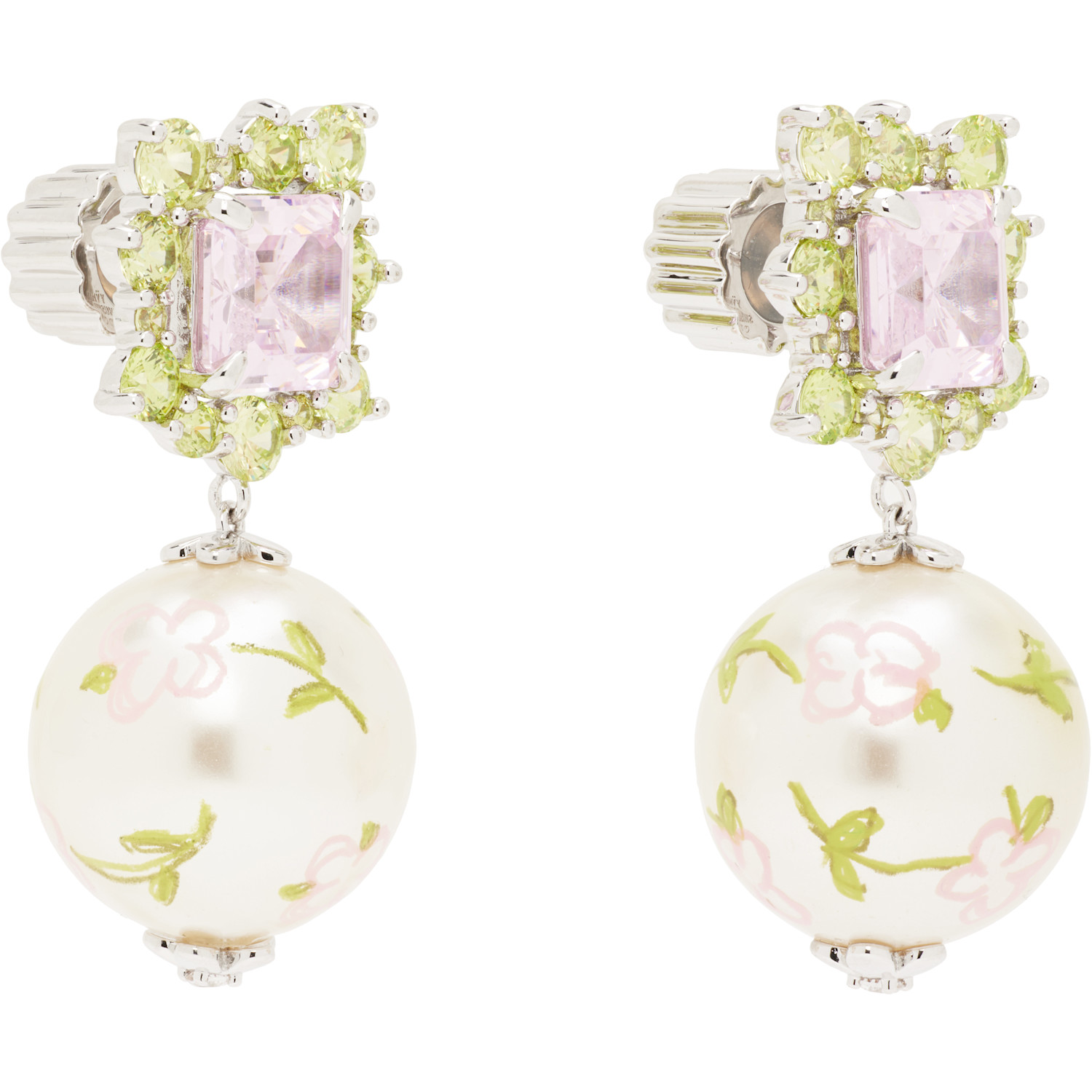  Shushu/tong Painted Faux-pearl Gemstone Earrings 