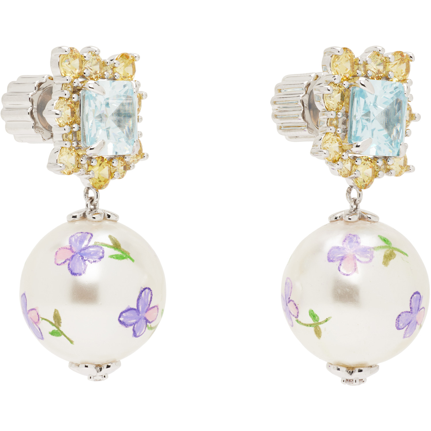  Shushu/tong Painted Faux-pearl Gemstone Earrings 