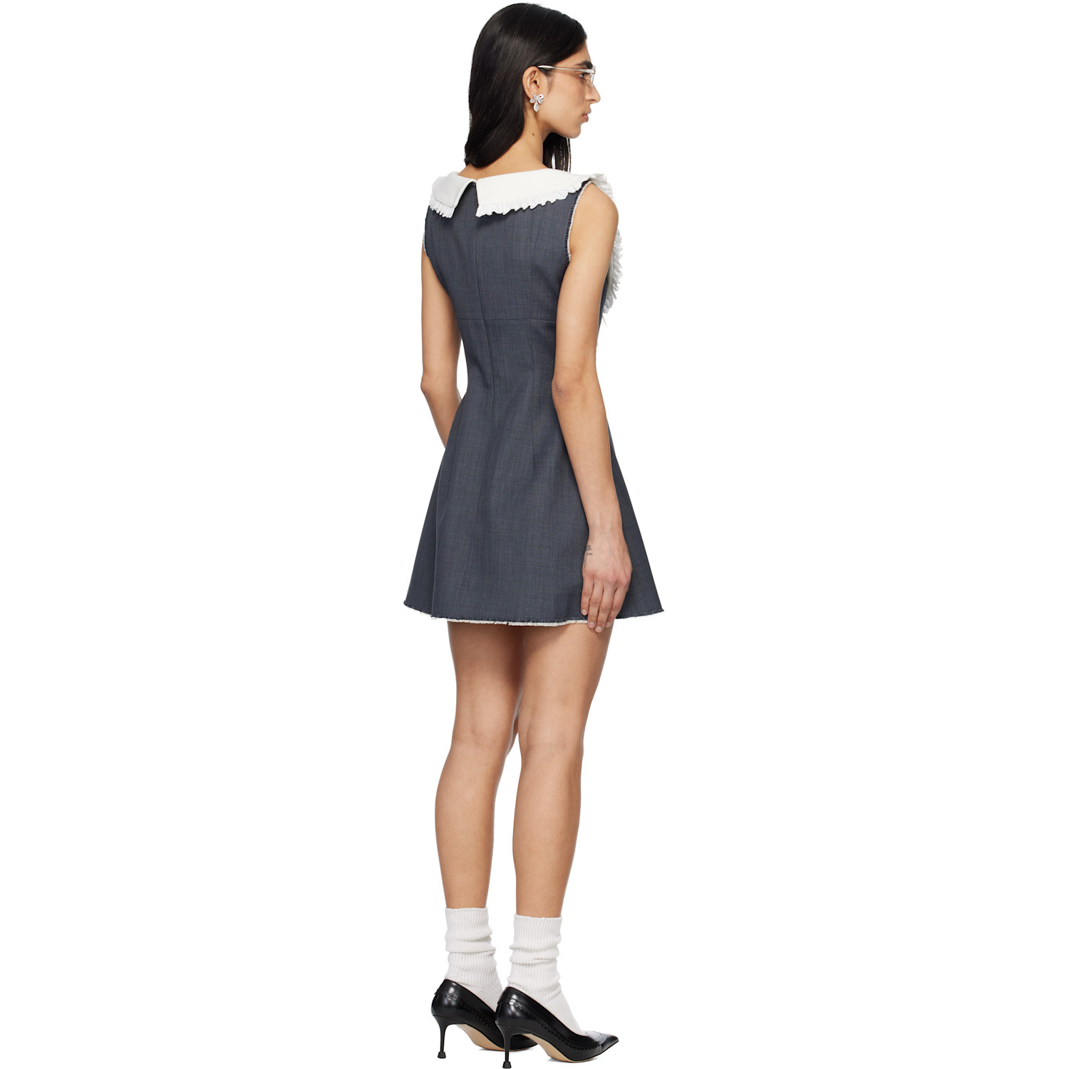  Shushu/tong Gray Round Neck Sleeveless Minidress 