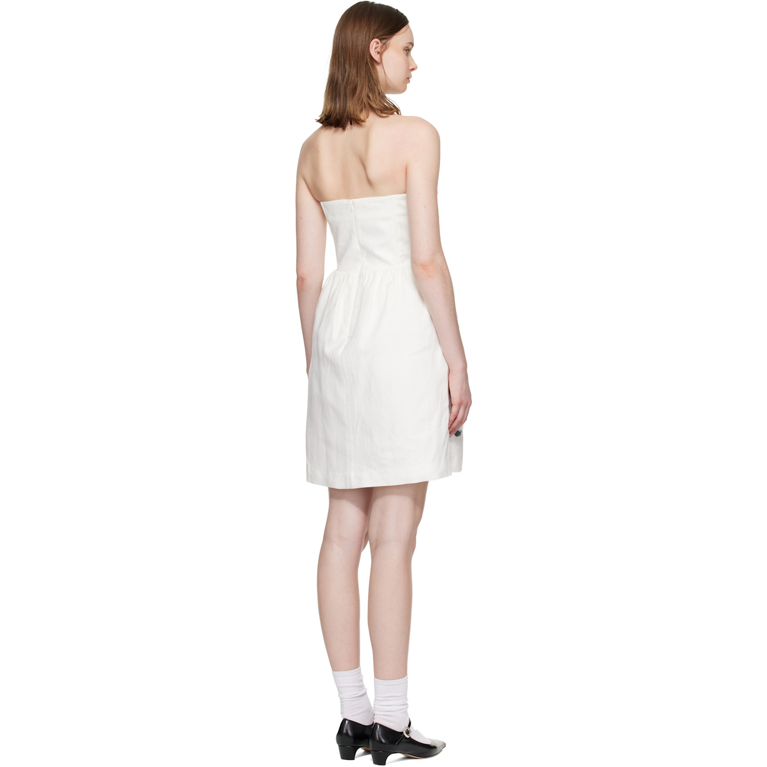  Shushu/tong White Floral Appliqué Strapless Minidress 