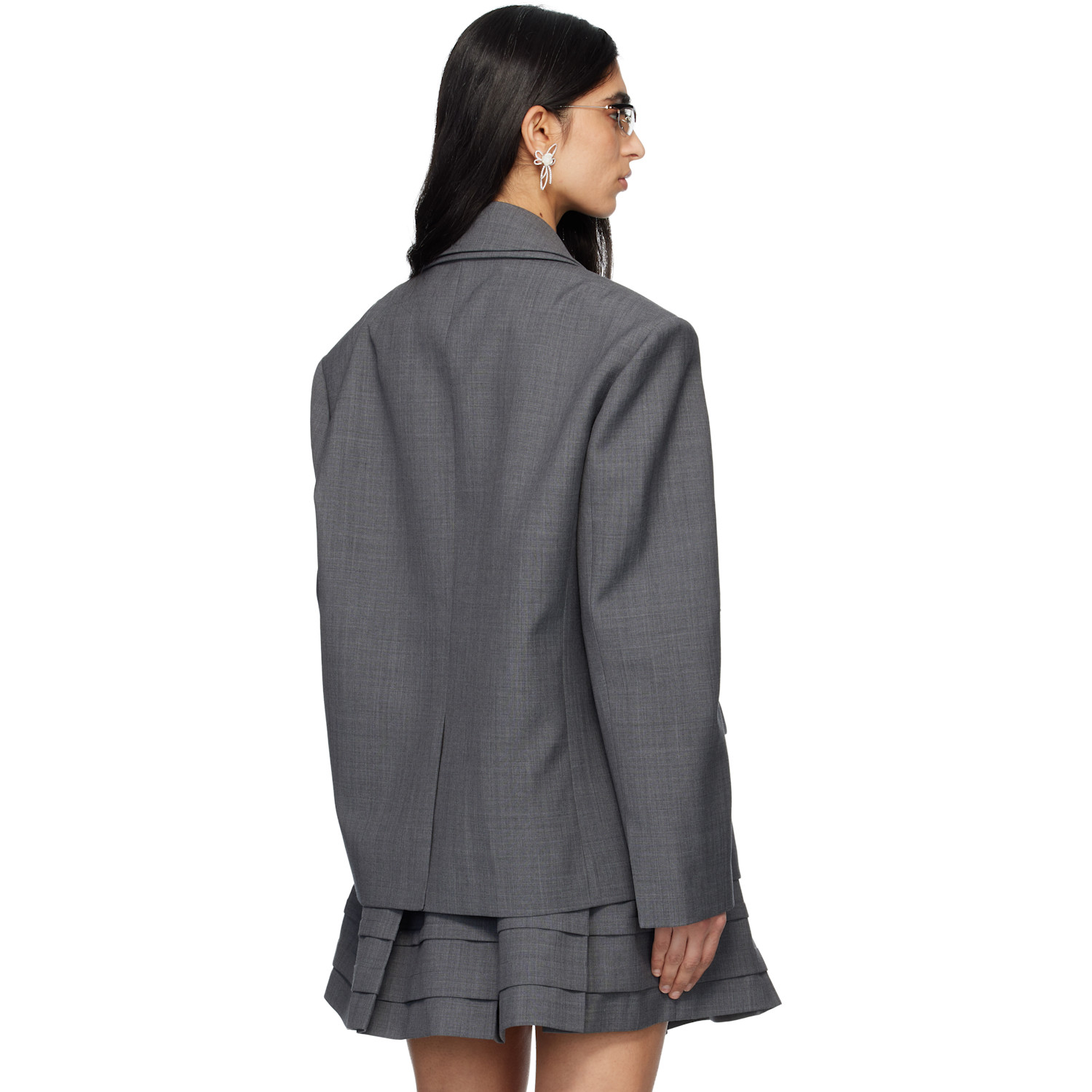  Shushu/tong Gray Peak Lapel Oversized Blazer 