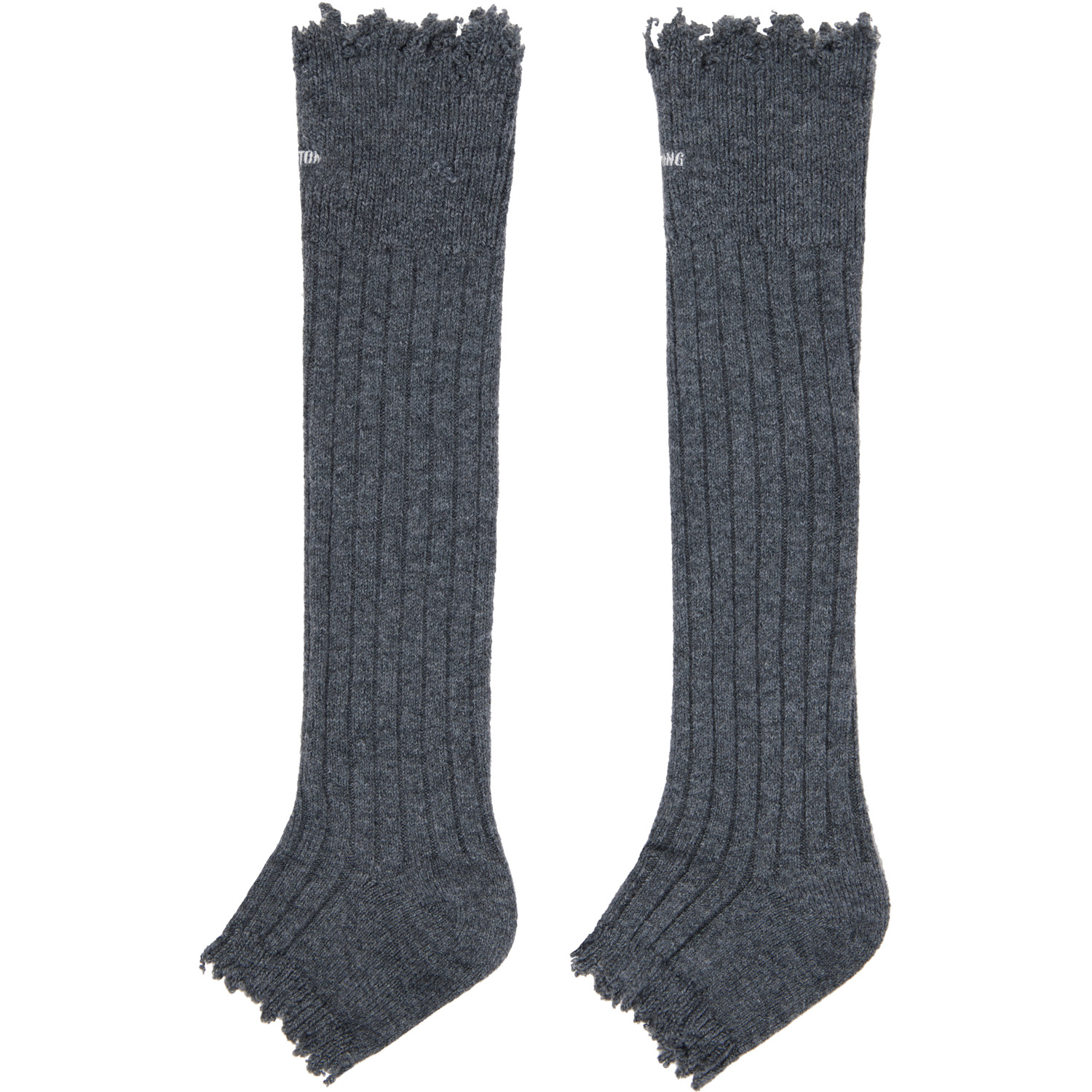  Shushu/tong Gray Embroidered Logo Sandal Socks 
