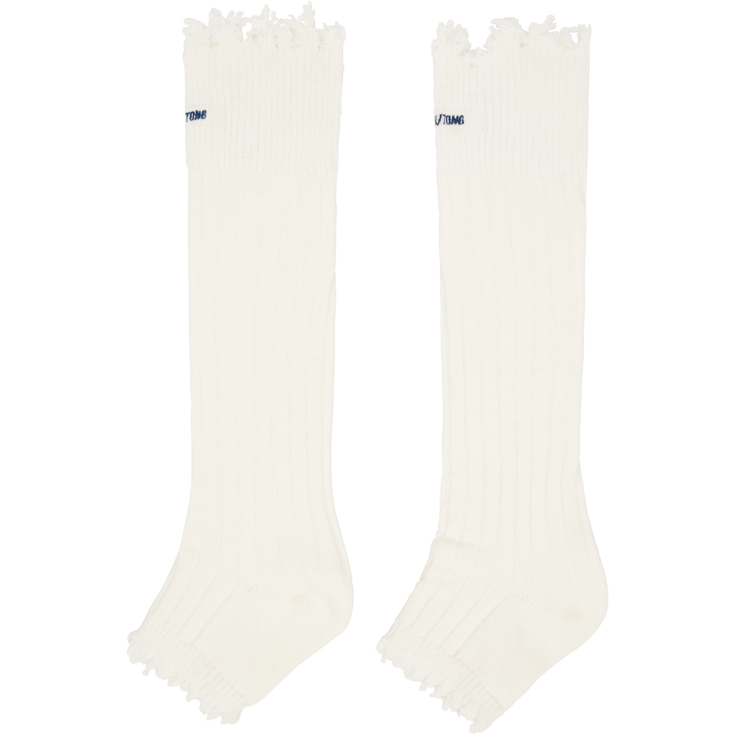  Shushu/tong White Embroidered Logo Sandal Socks 
