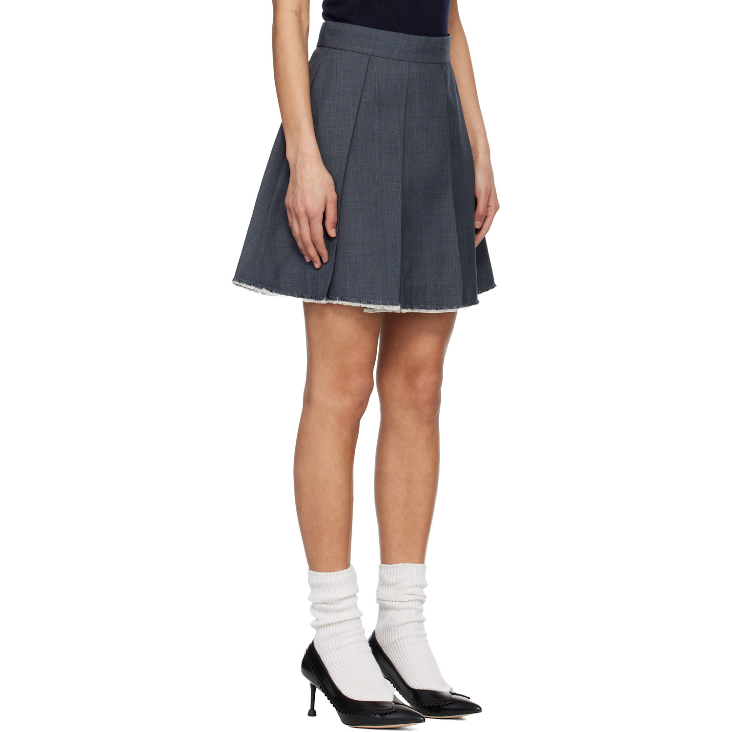  Shushu/tong Ssense Exclusive Gray Pleated Raw Hem Miniskirt 