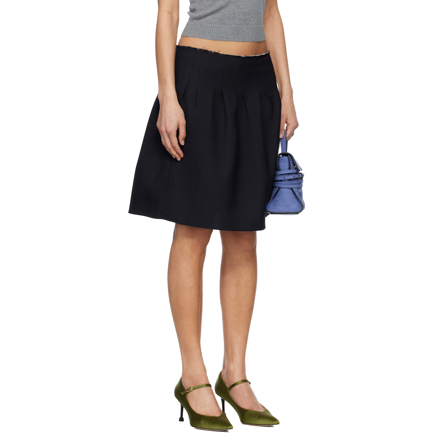  Shushu/tong Navy Low-waist Pleated Miniskirt 