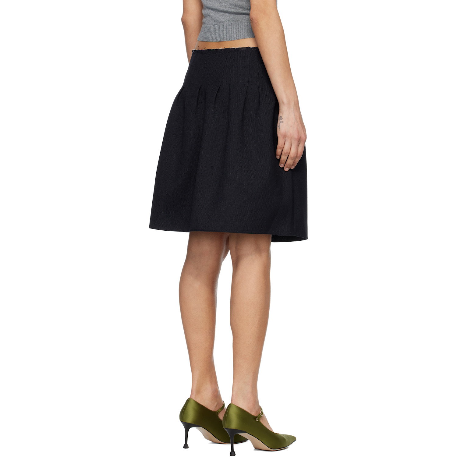  Shushu/tong Navy Low-waist Pleated Miniskirt 