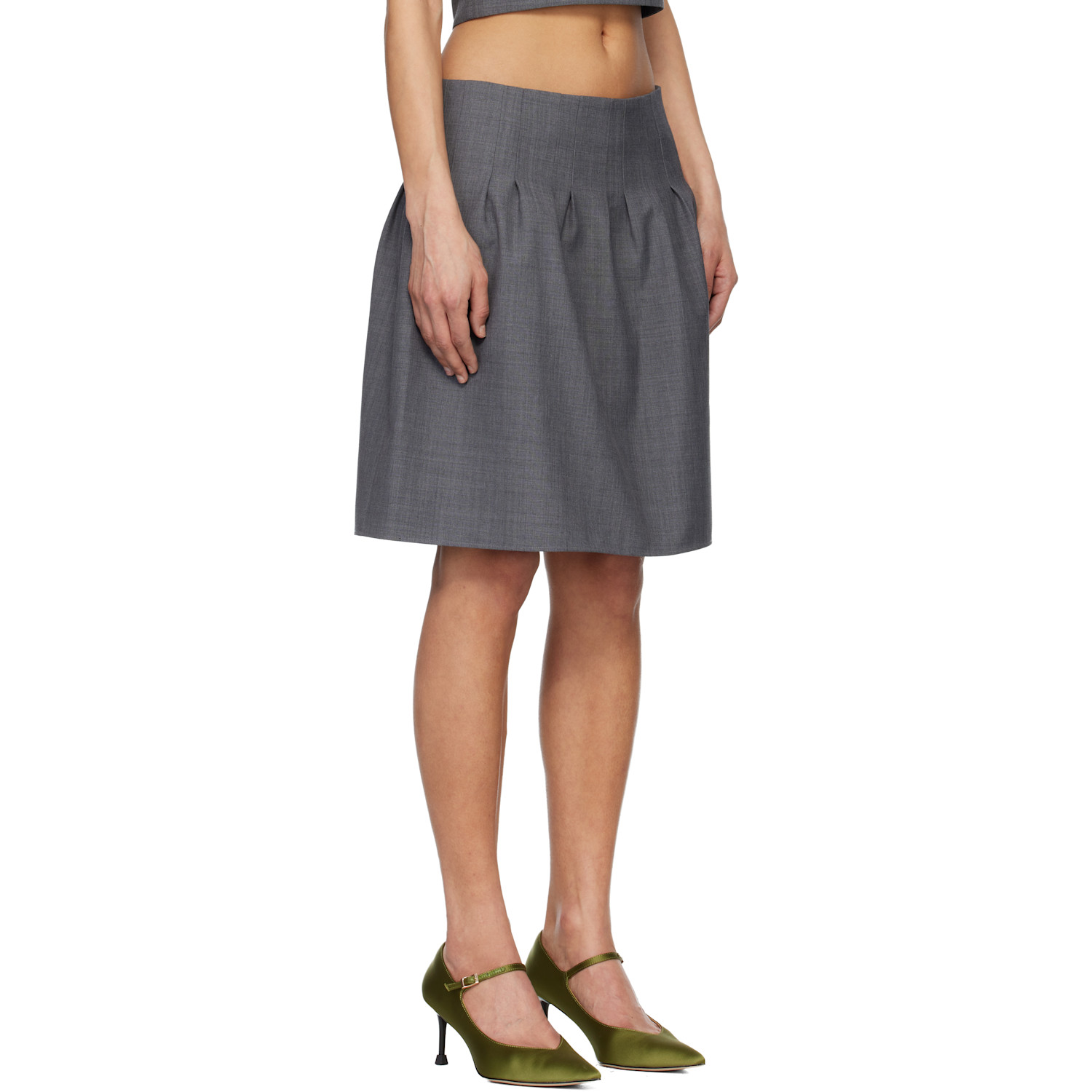  Shushu/tong Gray Low-waist Pleated Miniskirt 