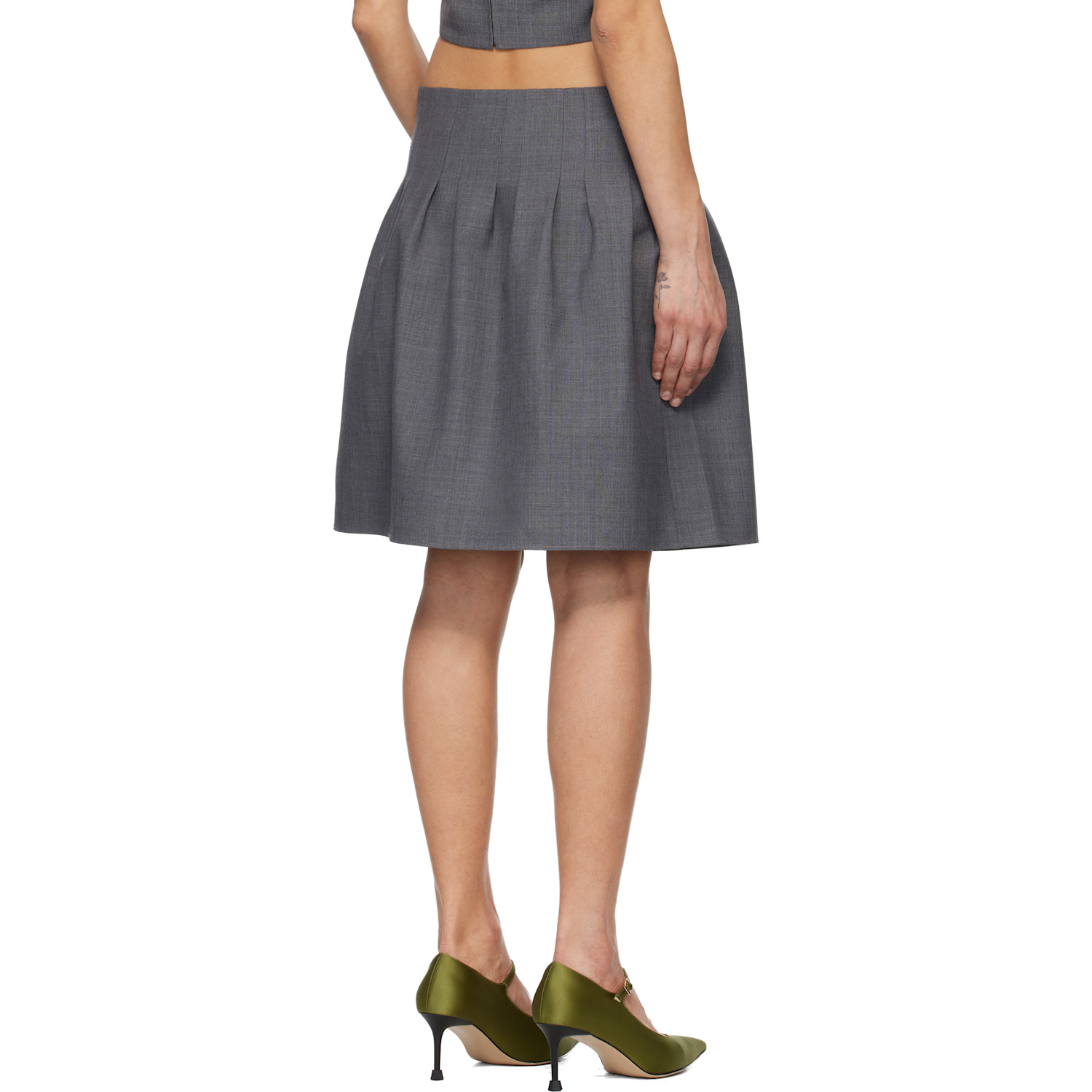  Shushu/tong Gray Low-waist Pleated Miniskirt 