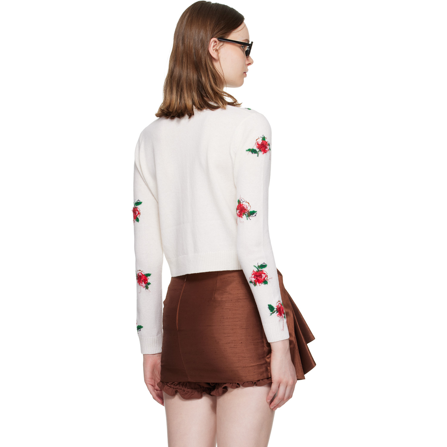  Shushu/tong White Threadwork Knit Cardigan 