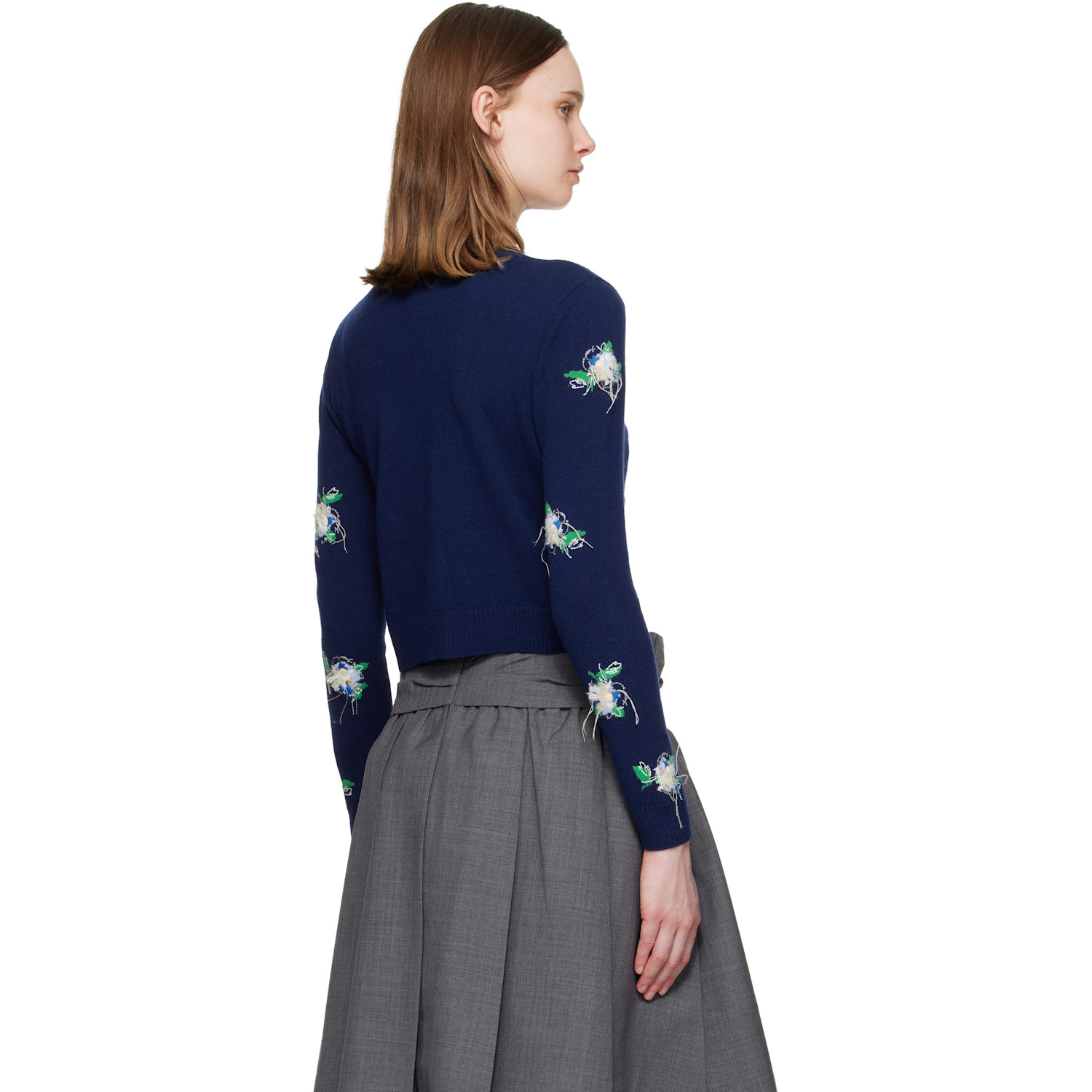  Shushu/tong Navy Threadwork Knit Cardigan 
