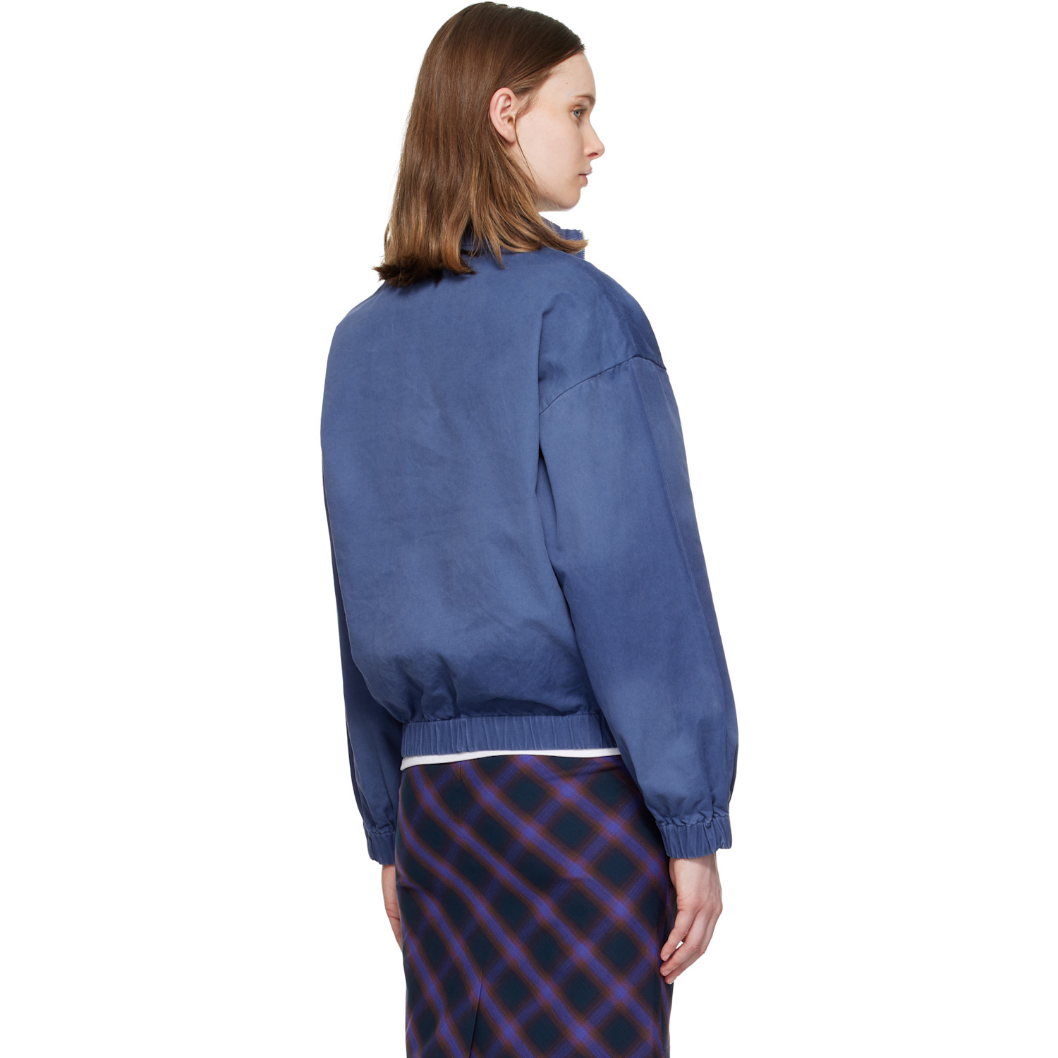  Shushu/tong Blue Stand Neck Pullover Sweatshirt 