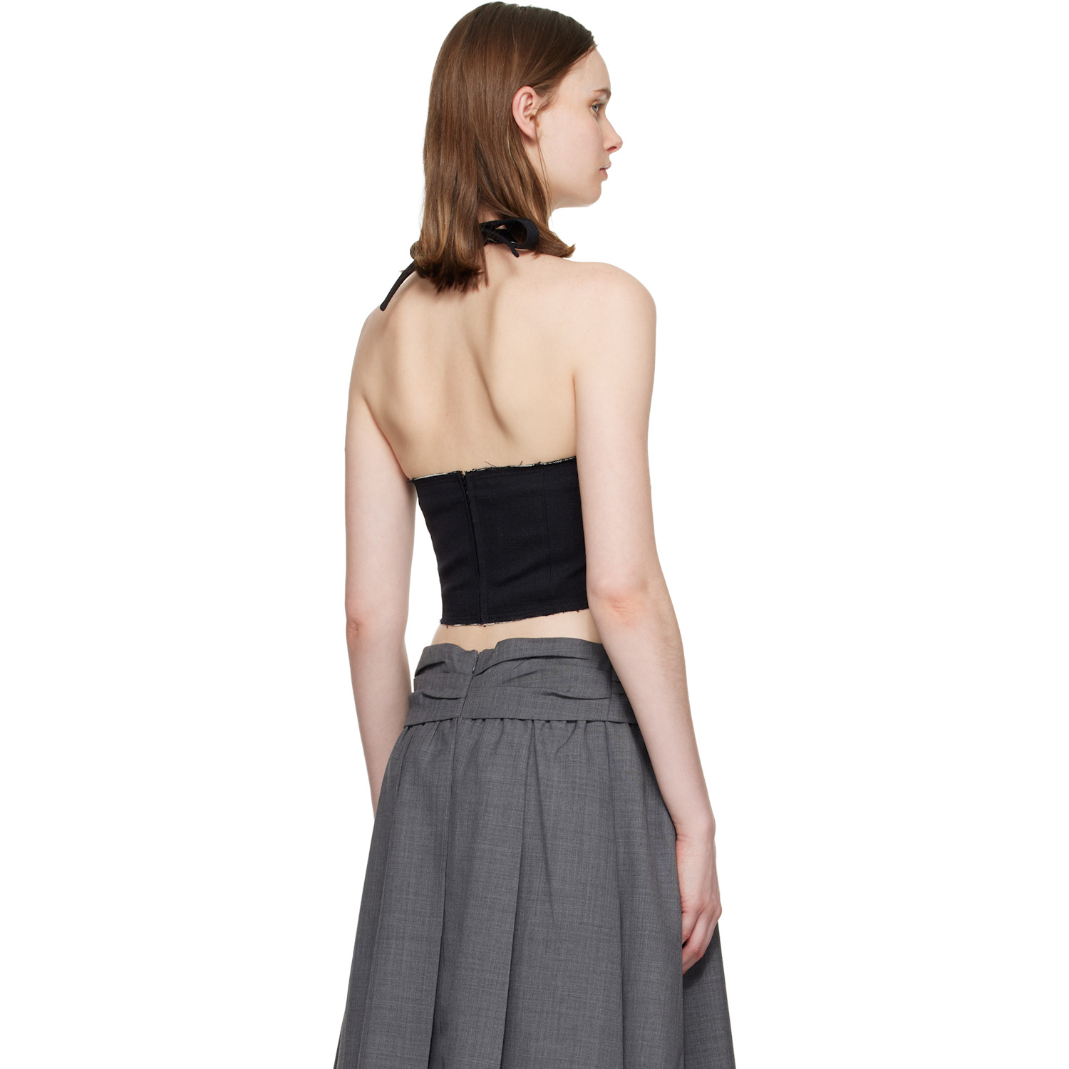  Shushu/tong Navy Halter Bow Tie Cami Top 