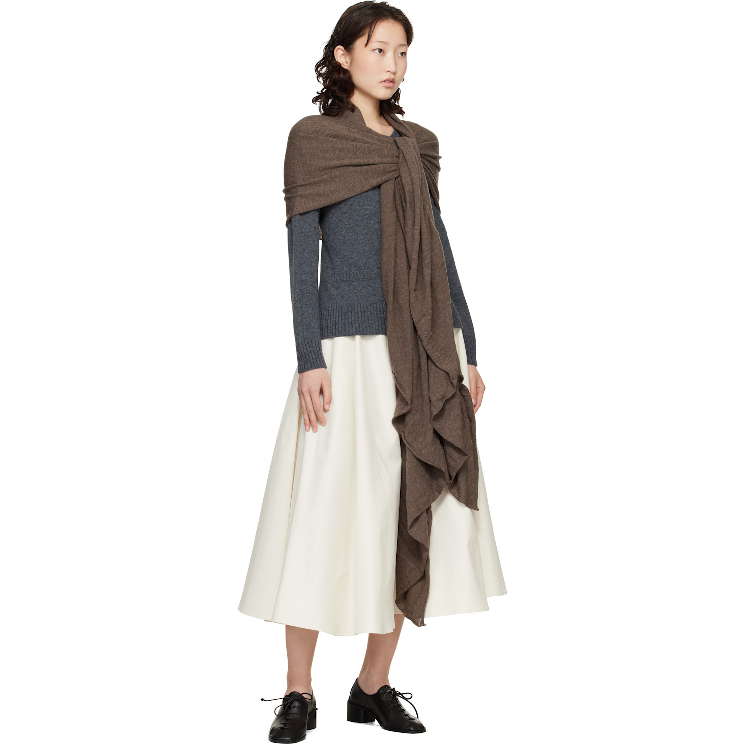  Cordera Taupe Merino Wool Shawl Scarf 