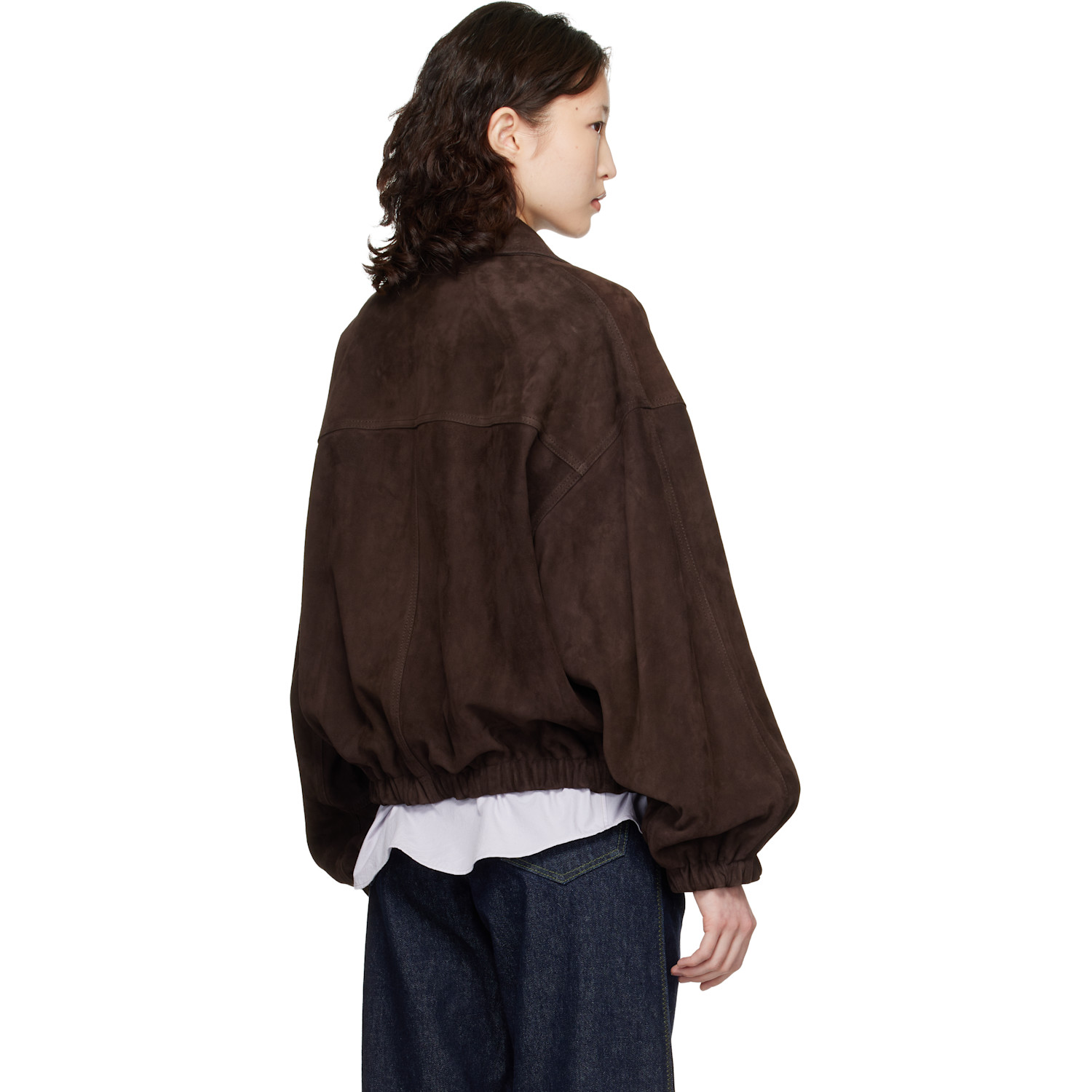  Cordera Brown Paneled Suede Bomber Jacket 