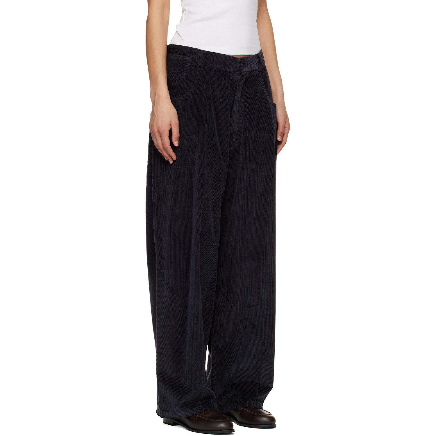  Cordera Navy Corduroy Baggy Trousers 